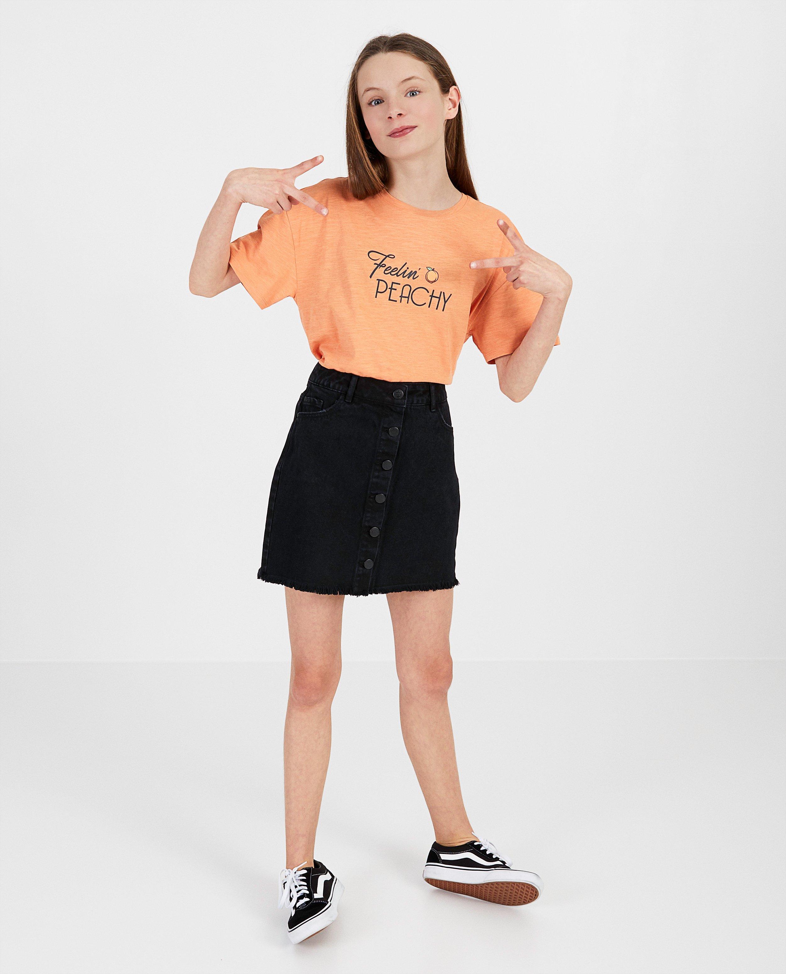 Zwarte jeansrok met rafels