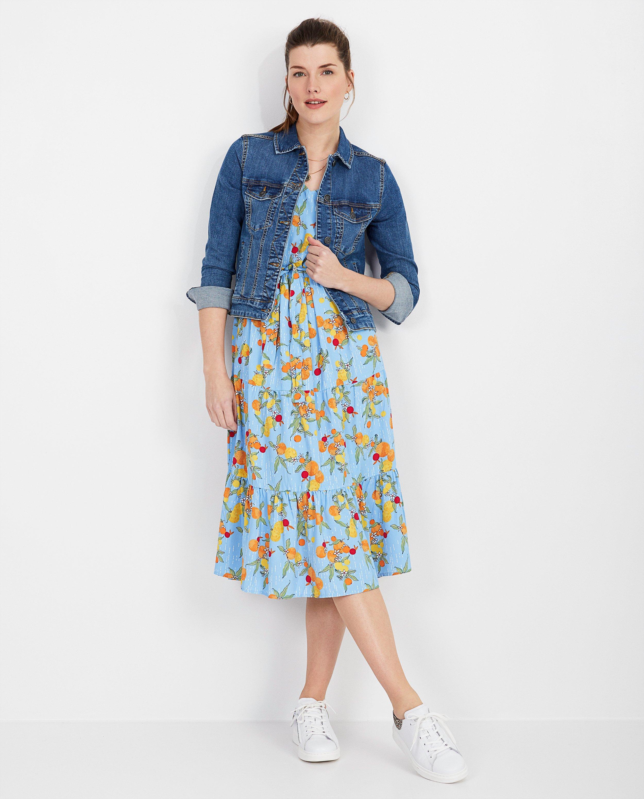 Lichtblauwe jurk met print Youh! - fruit en bloemen - Youh!