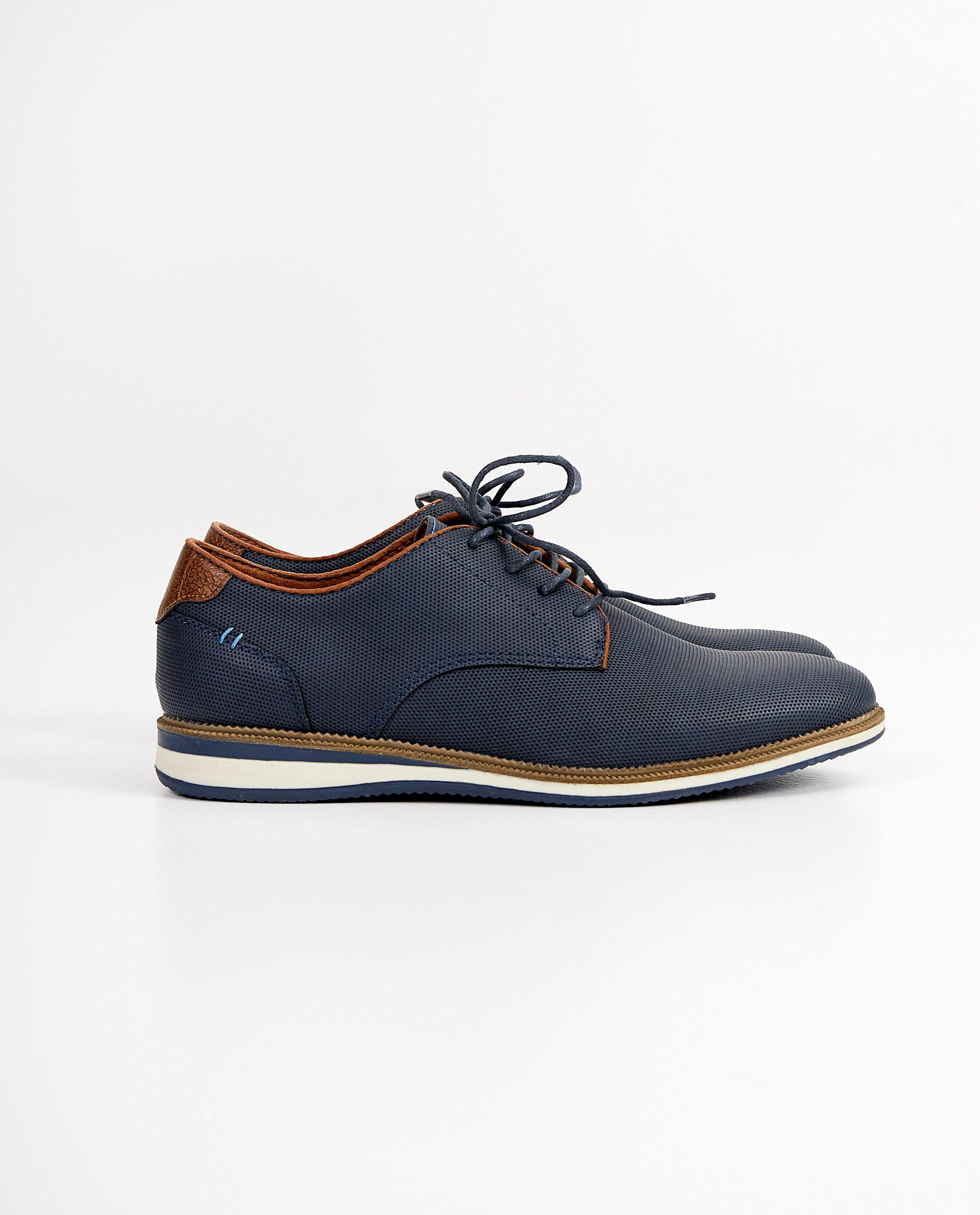 Blauwe veterschoenen - met fijne structuur - Sprox