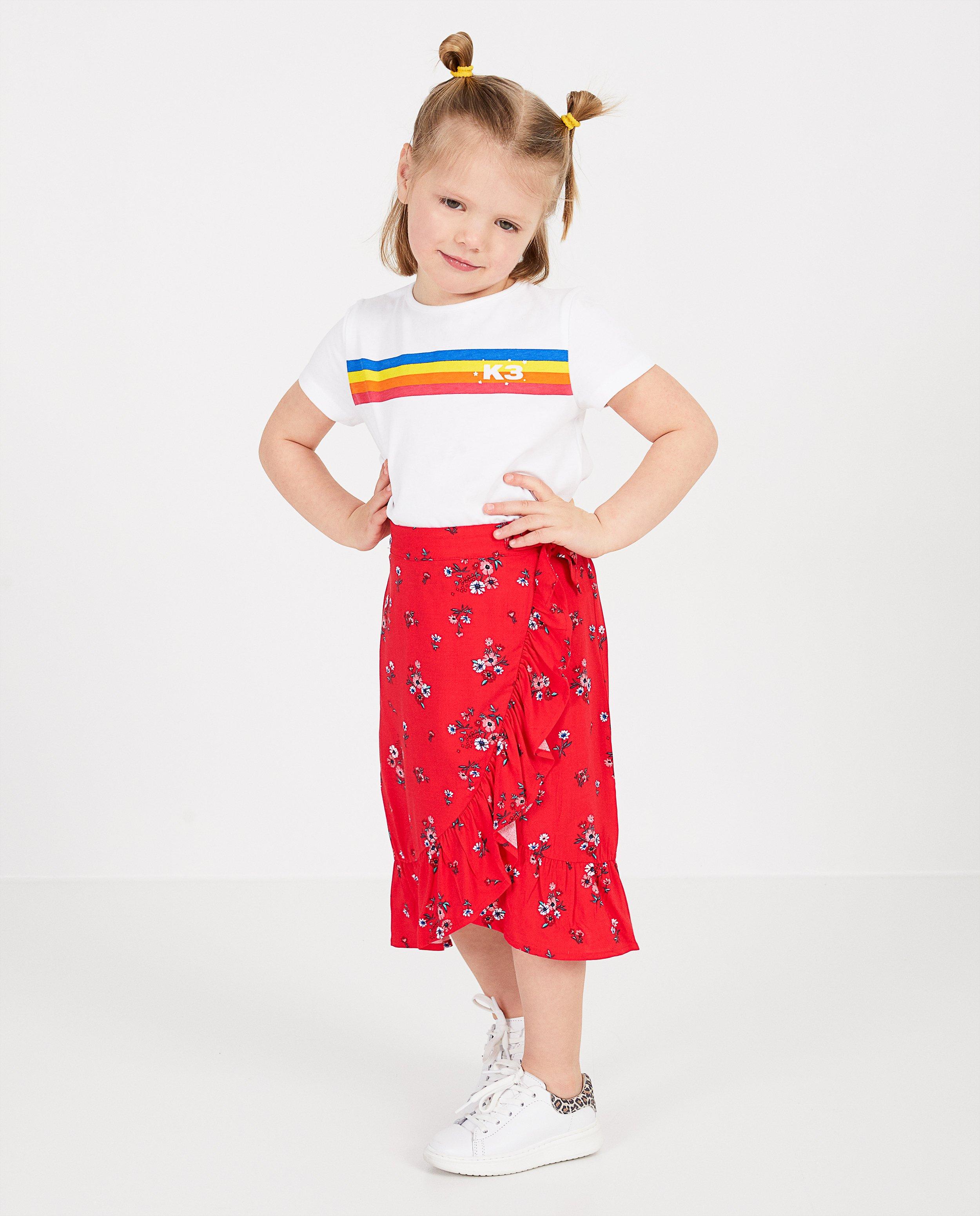 Wit T-shirt met strepen K3 - regenboog - K3