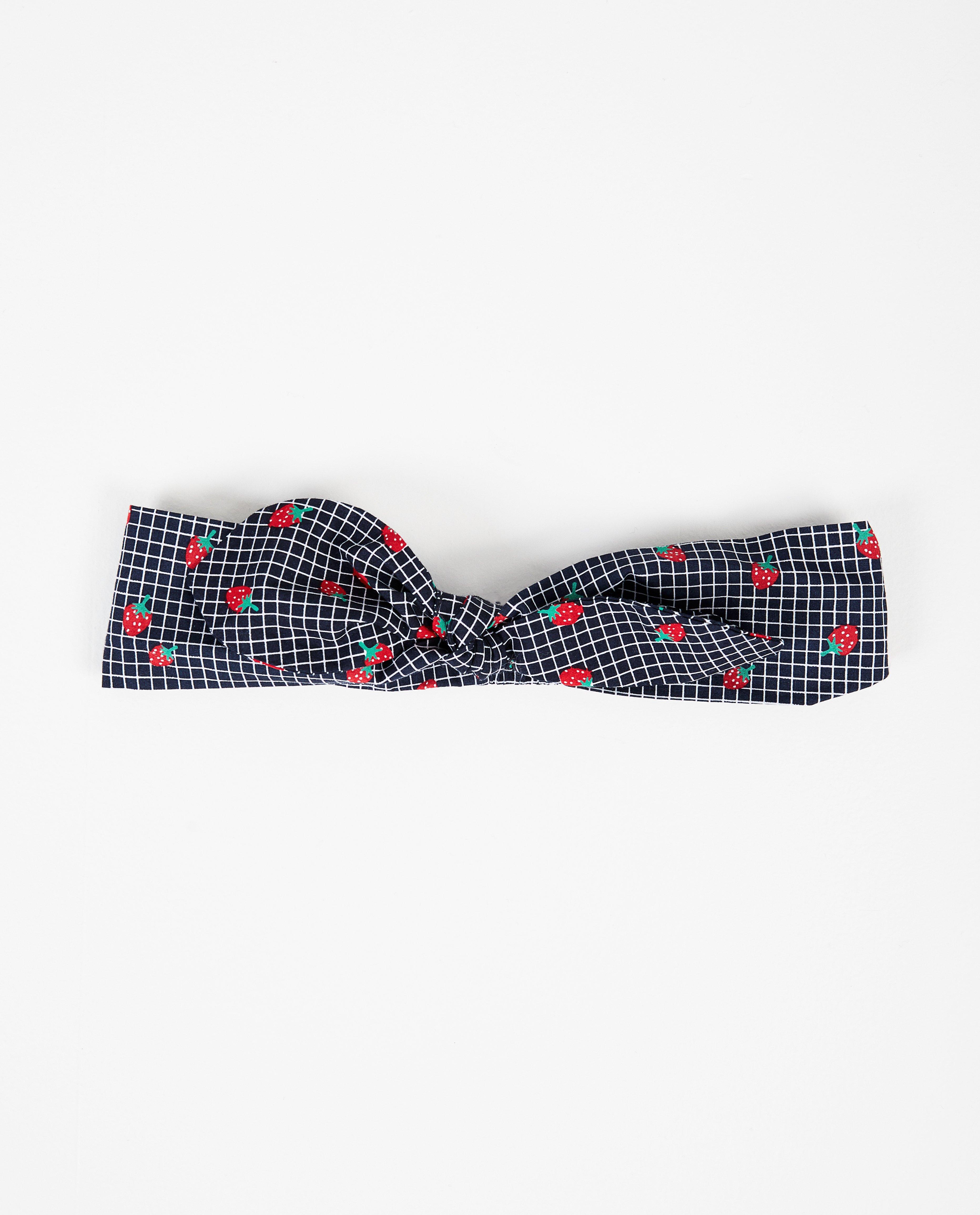 Donkerblauwe haarband met print - van aardbeitjes - Milla Star