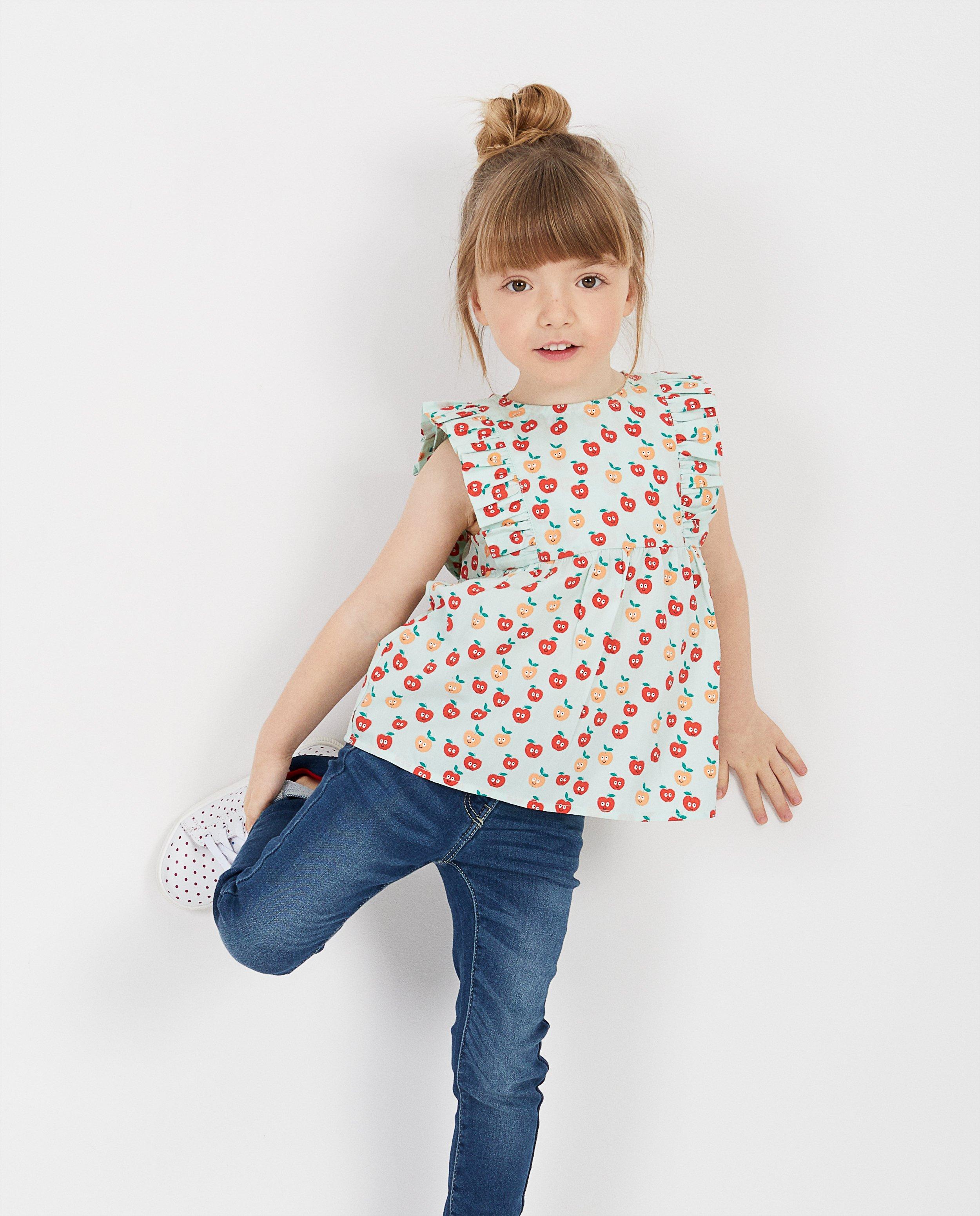 Hemden - Lichtgroene top met appelprint