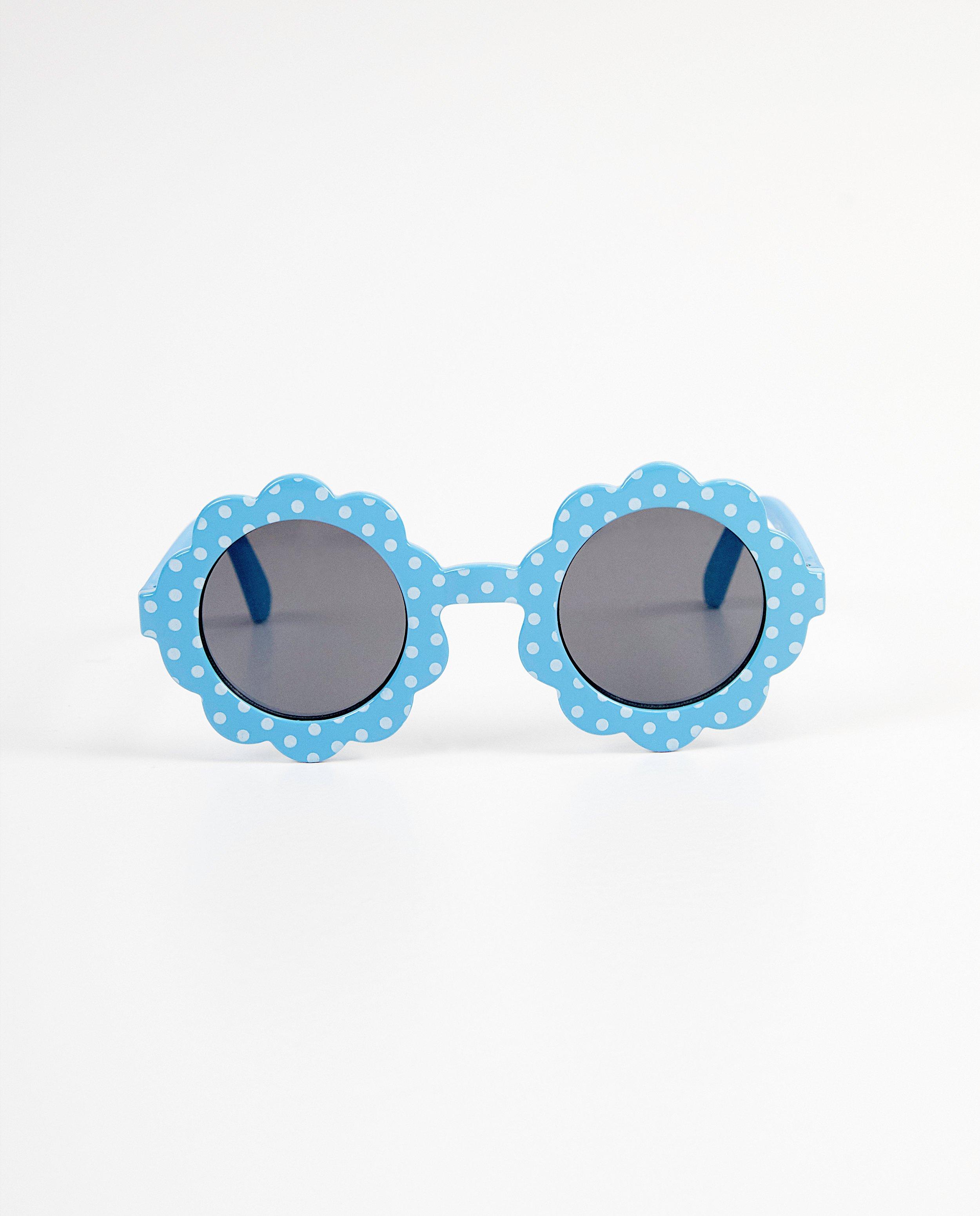 Lunettes de soleil fleur bleues - à pois blancs - JBC