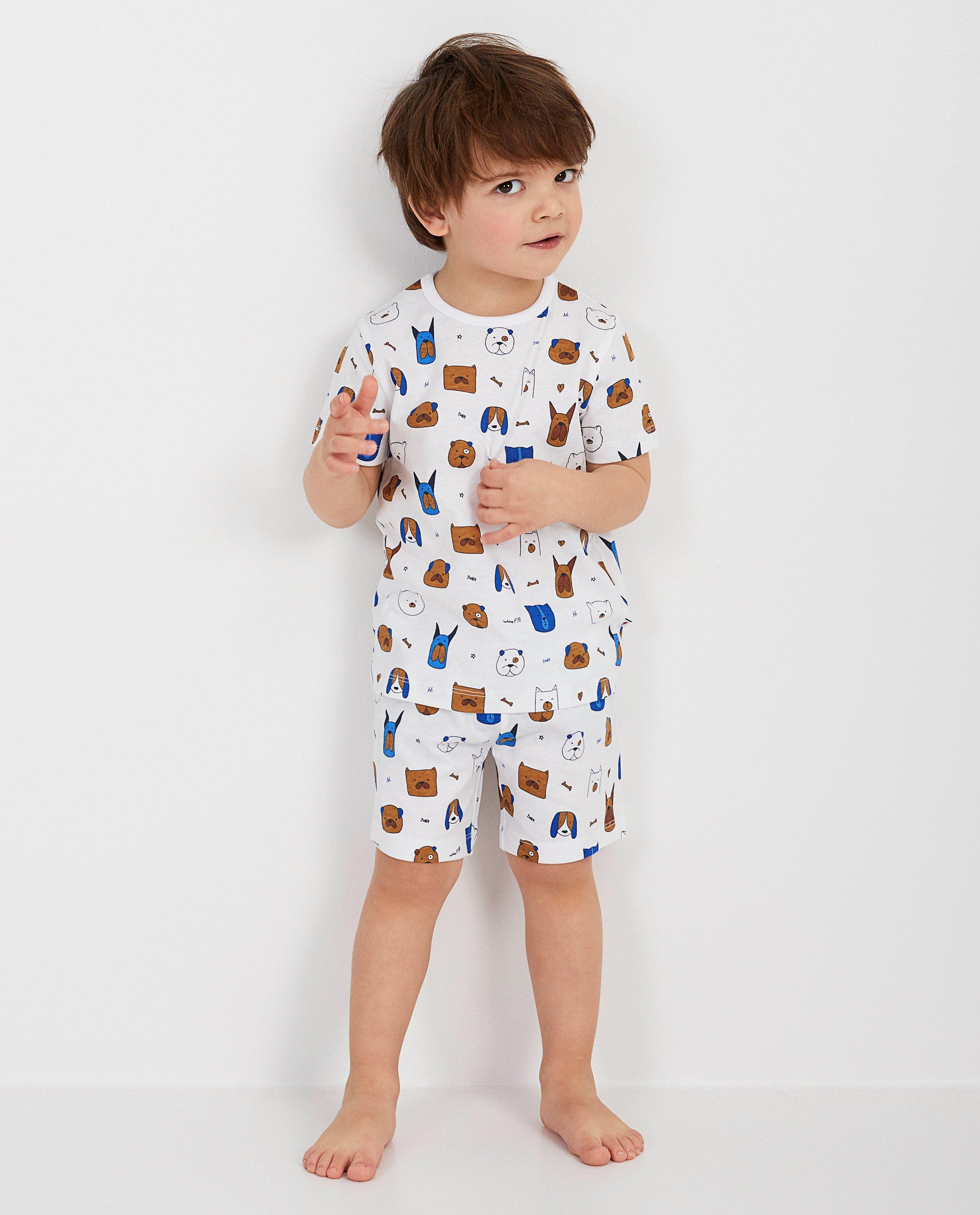 Nachtkleding - Witte pyjama met hondenprint