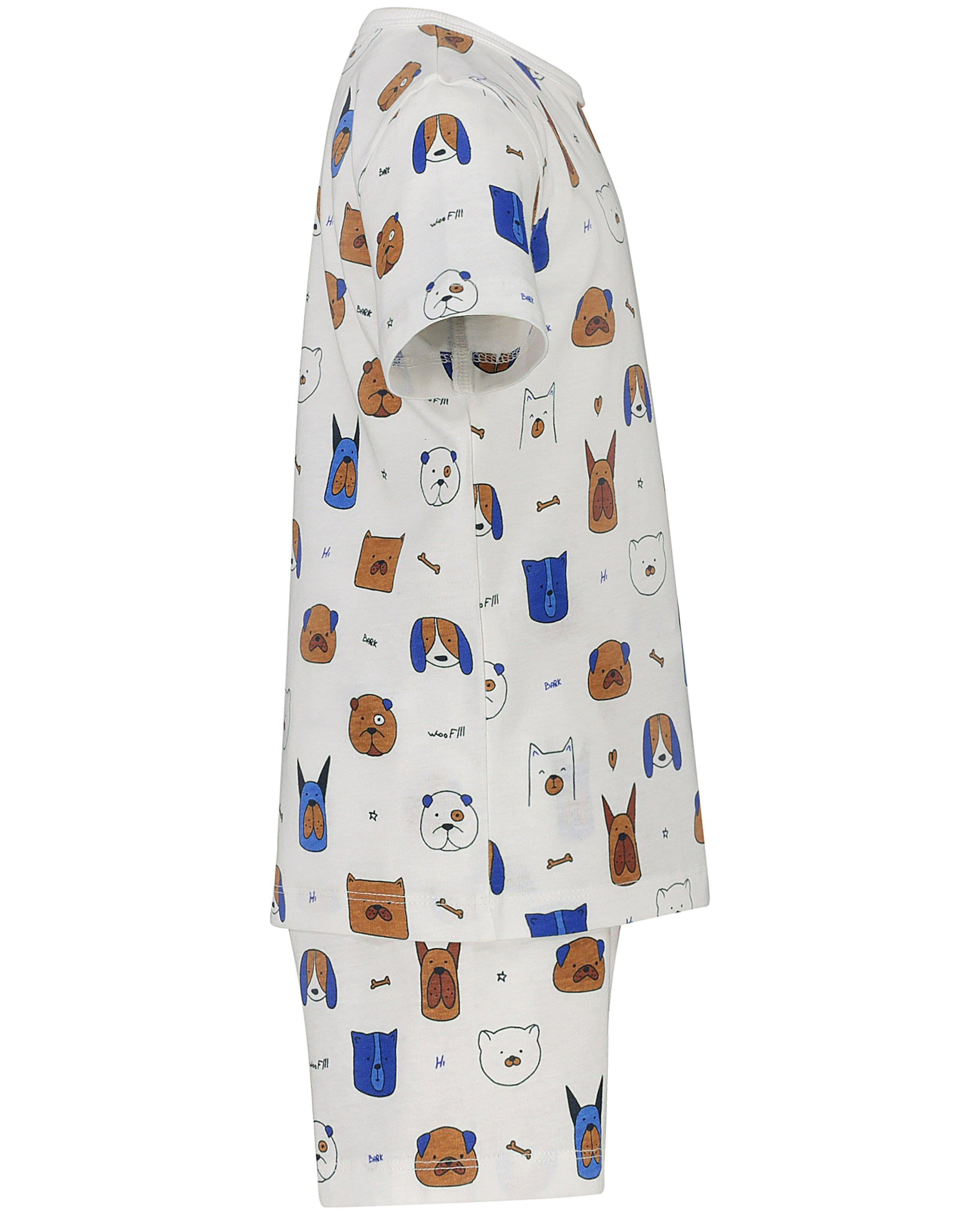 Nachtkleding - Witte pyjama met hondenprint