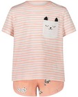 Pyjama rose rayé, 2 pièces - avec un chat - Milla Star