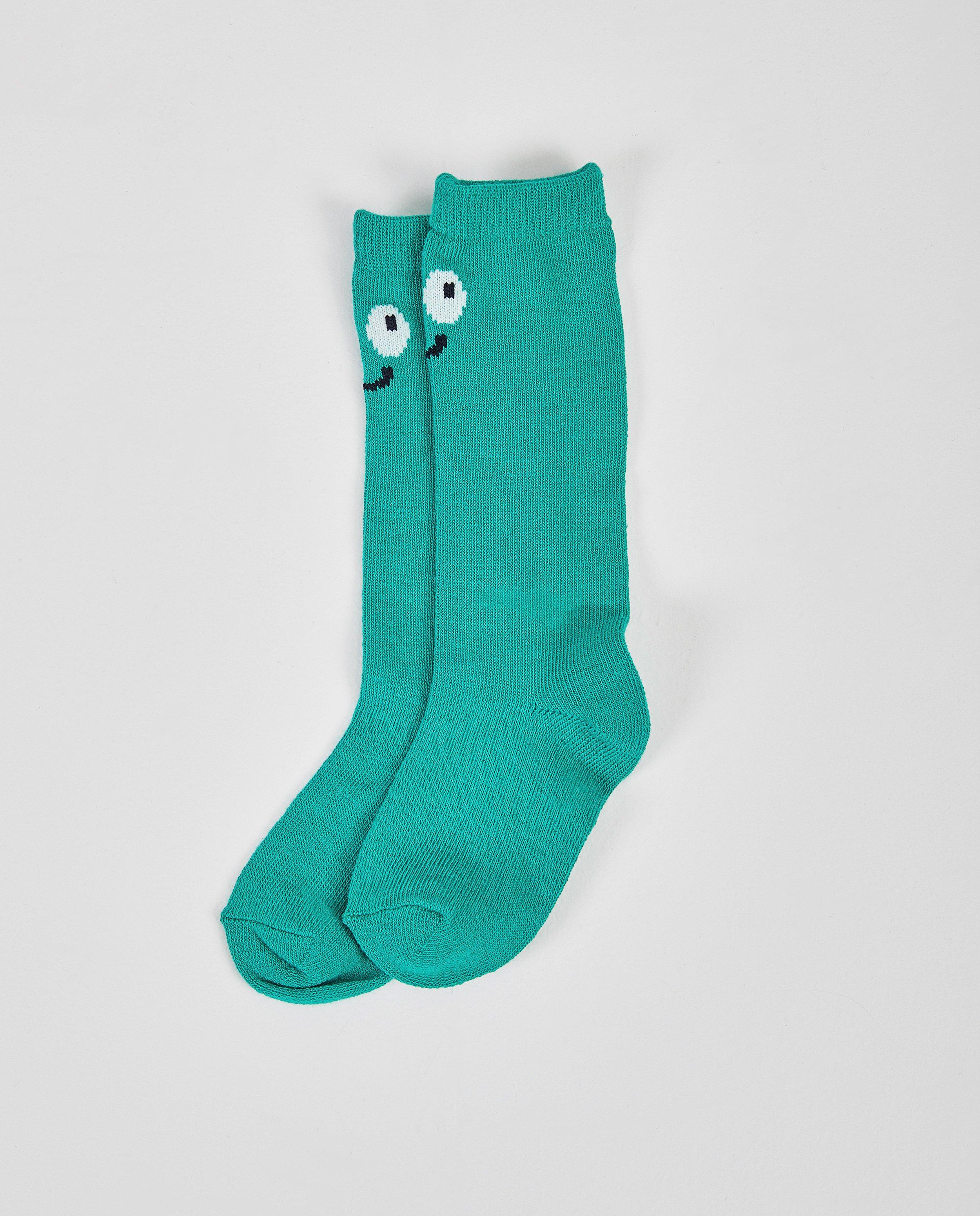 Chaussettes vertes, smiley - en deux couleurs - Cuddles and Smiles