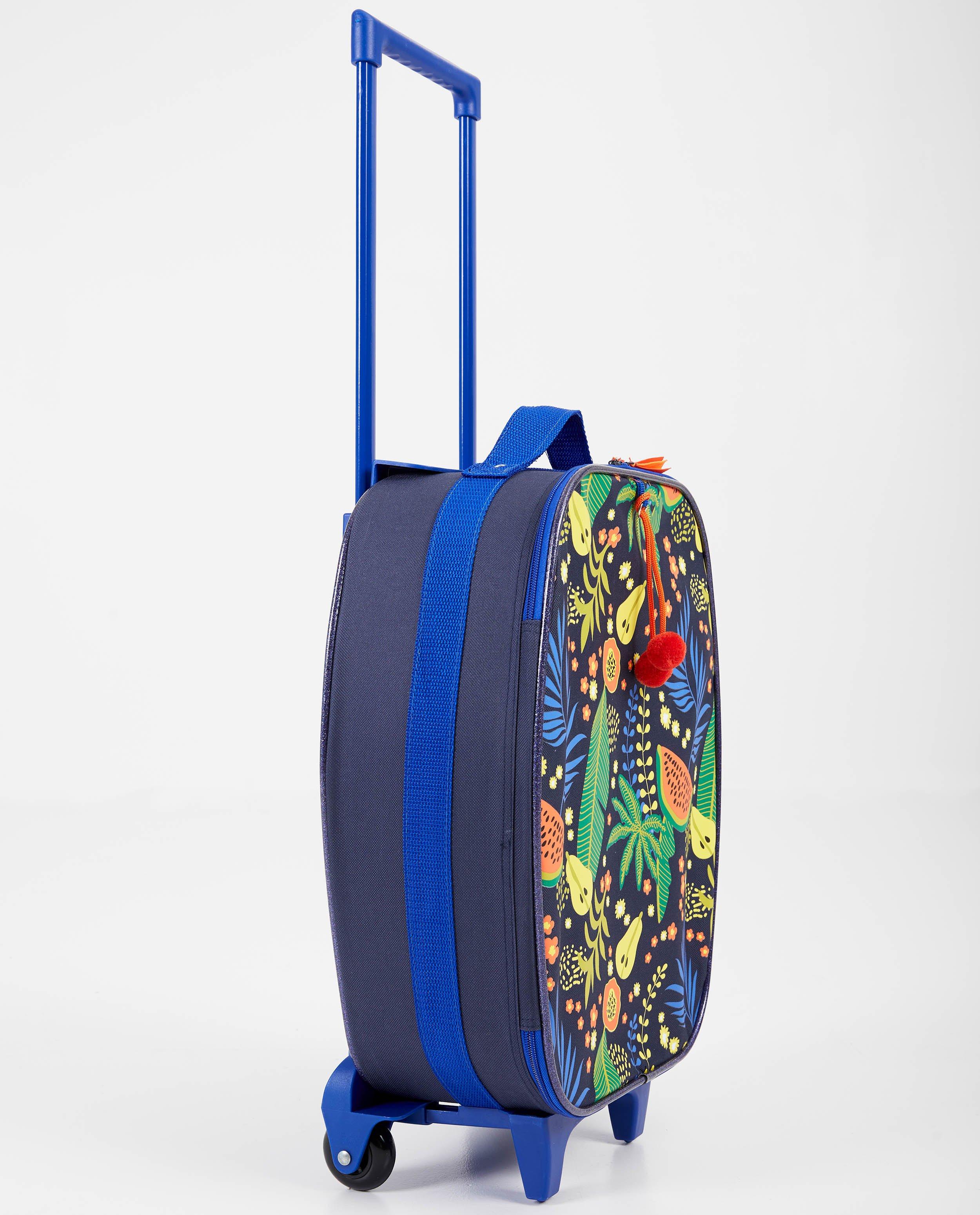 Handtassen - Blauwe koffer met tropische print