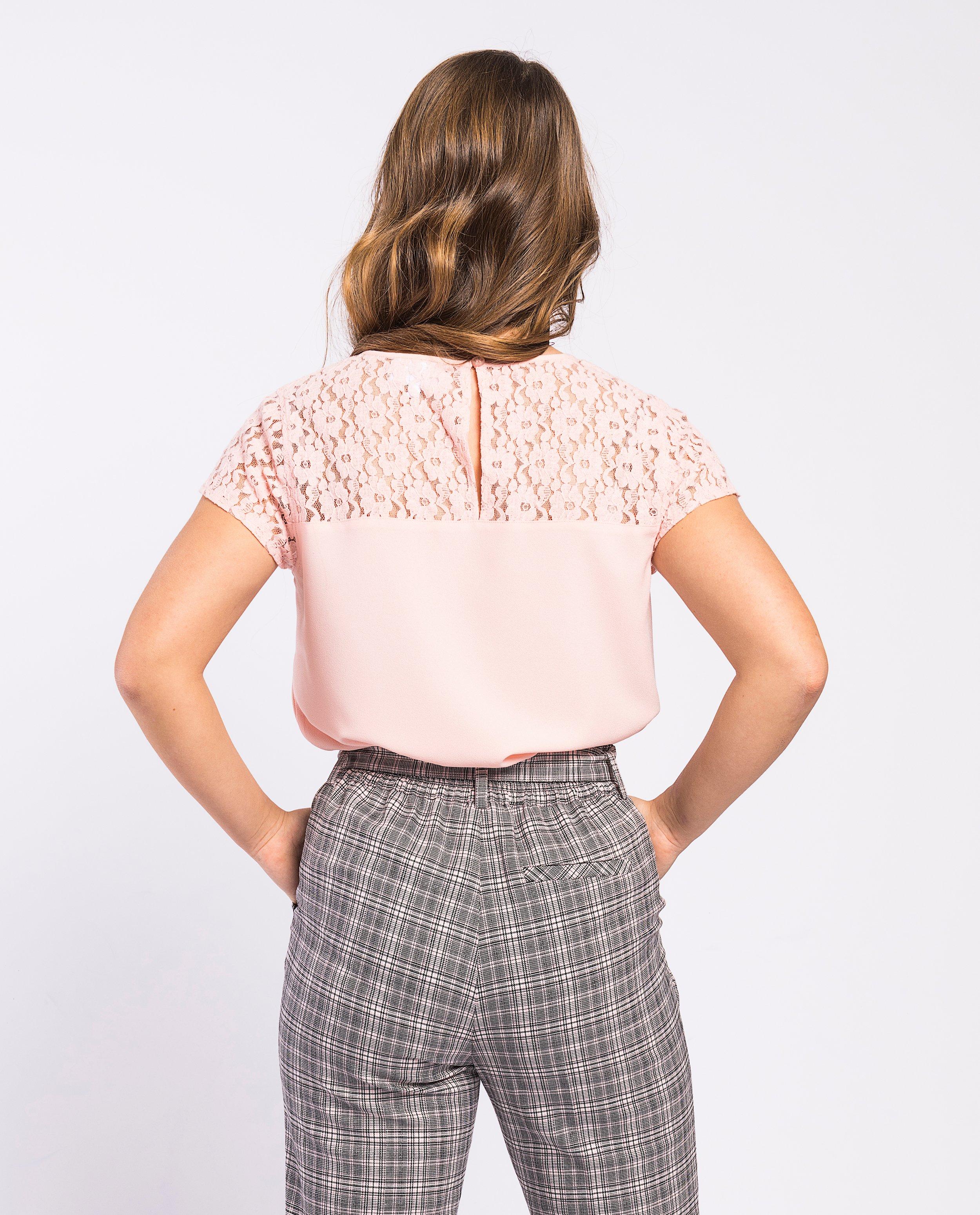 Hemden - Roze shirt met kant Steffi Mercie