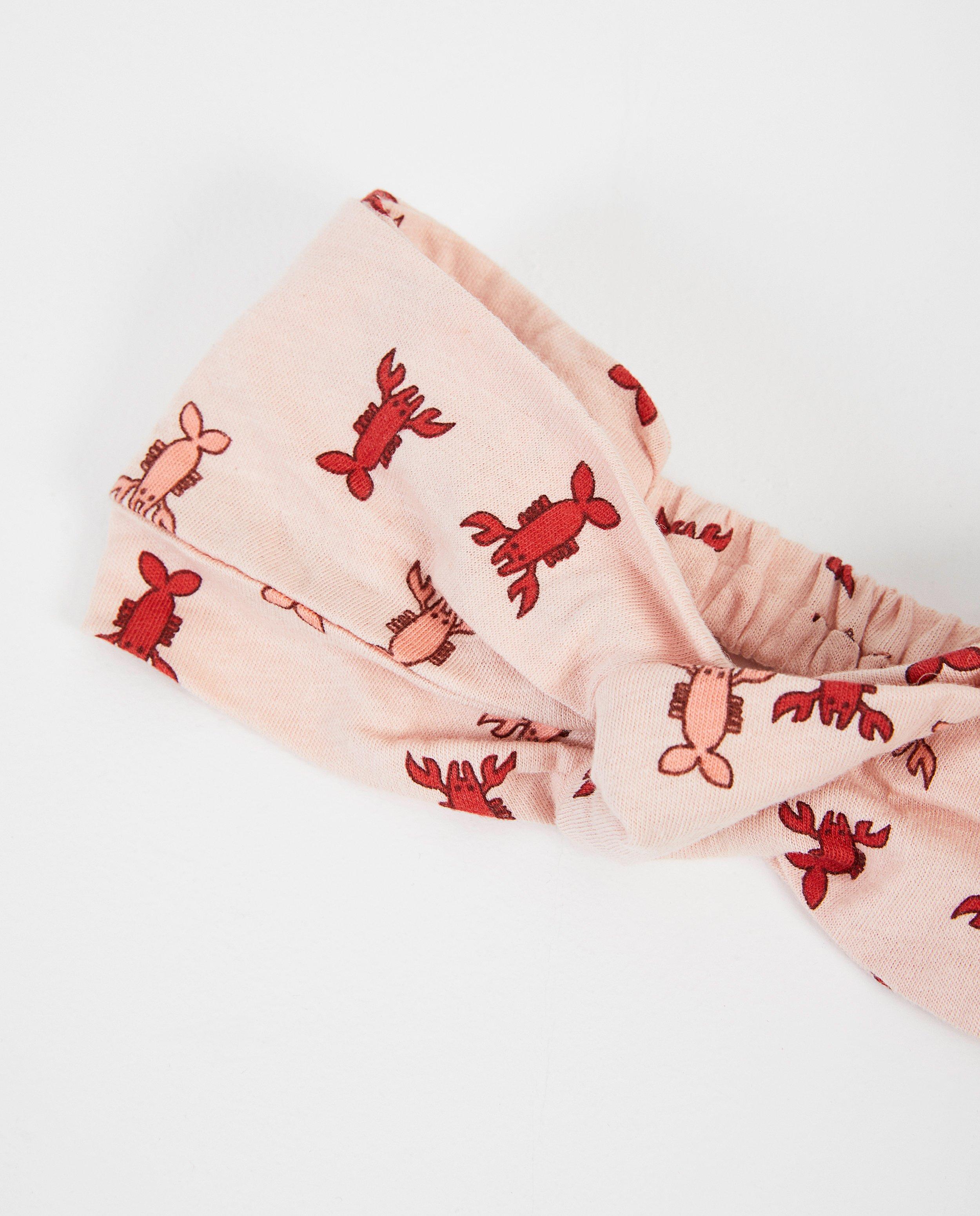 Bonneterie - Bandeau rose avec imprimé de homard
