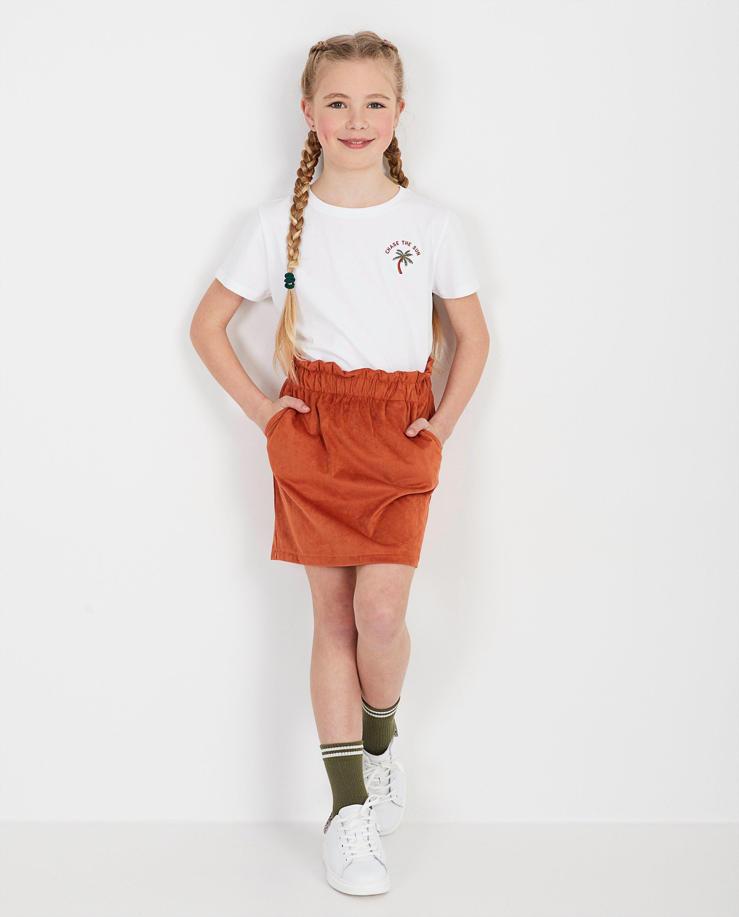 Jupe en suède rouille - paperbag waist - Fish & Chips