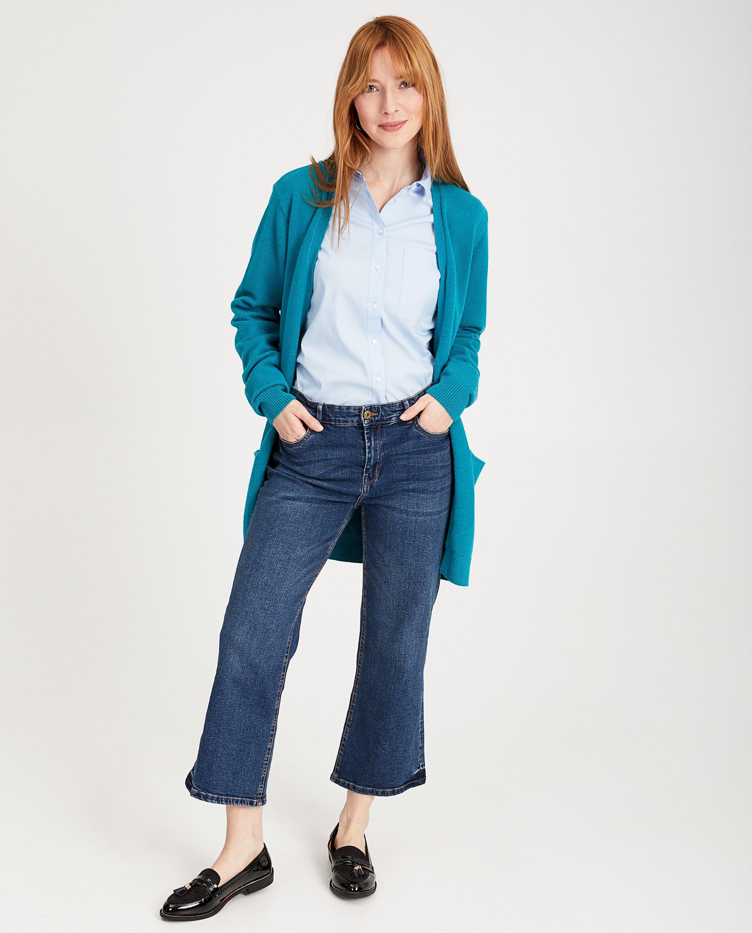 Roestbruine cardigan, lang model - met zakken - JBC