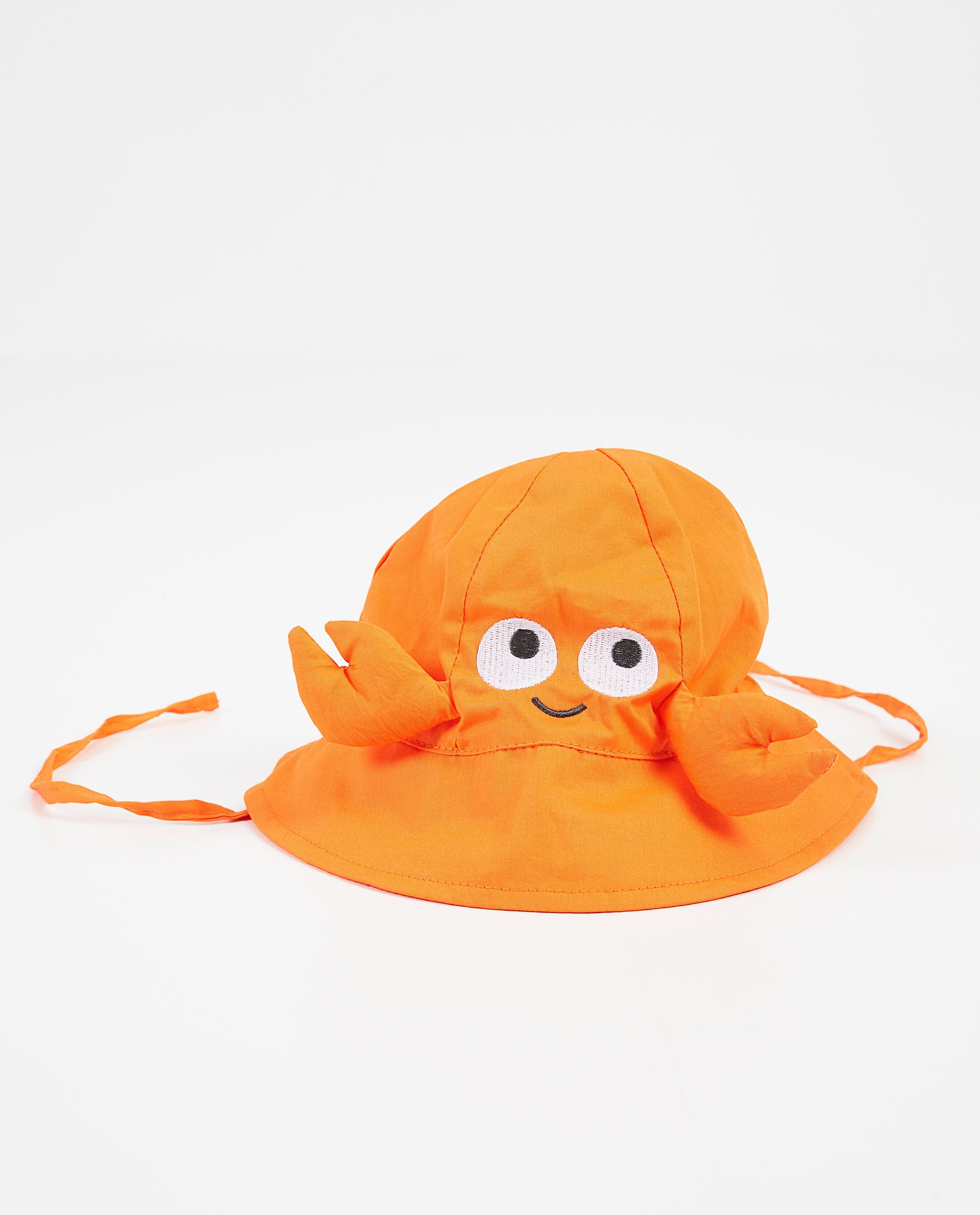 Oranje 'krab'-zonnehoedje - met knooplintje - Cuddles and Smiles