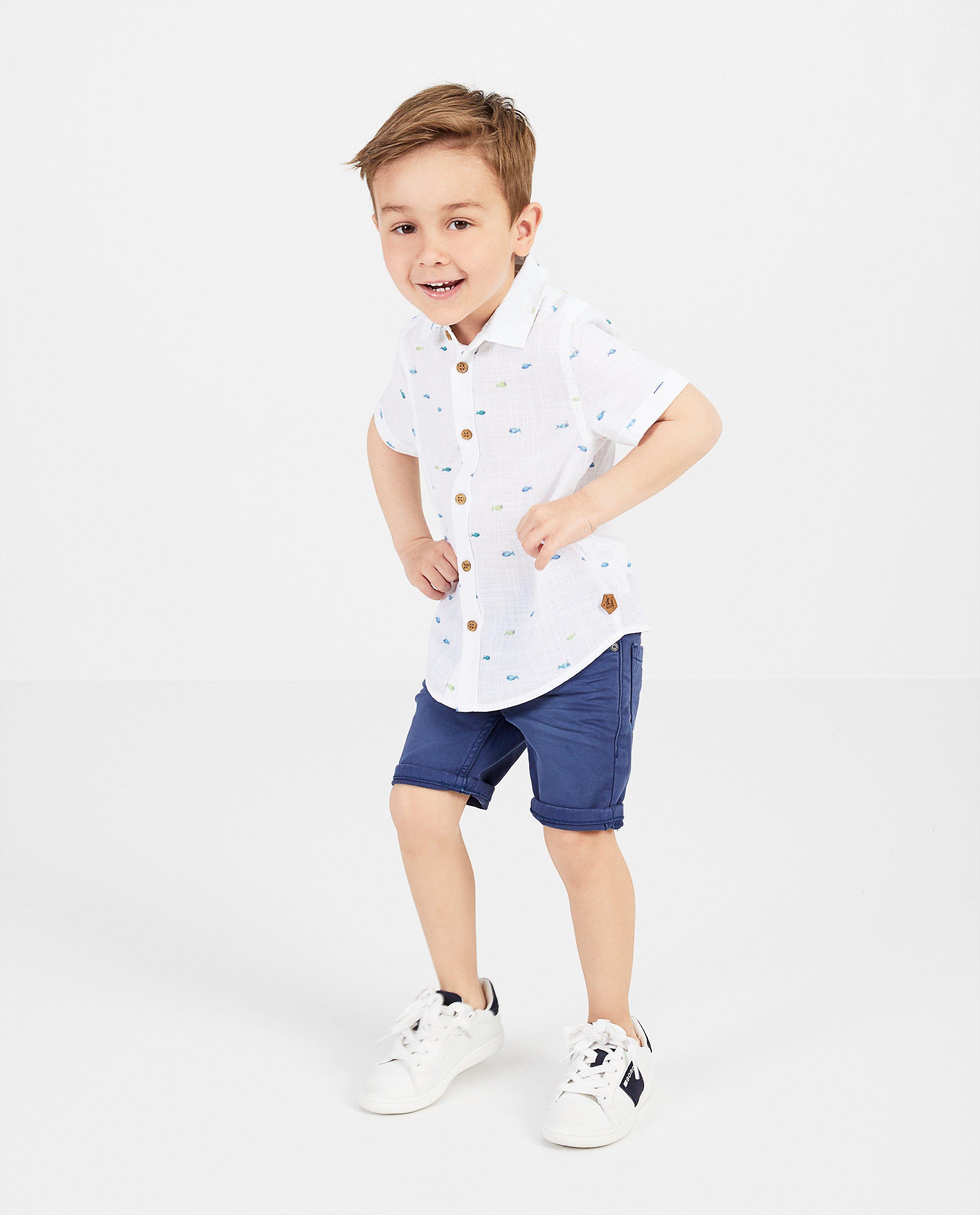 Chemise blanche Vic le Viking - imprimé de poissons - Vic le Viking