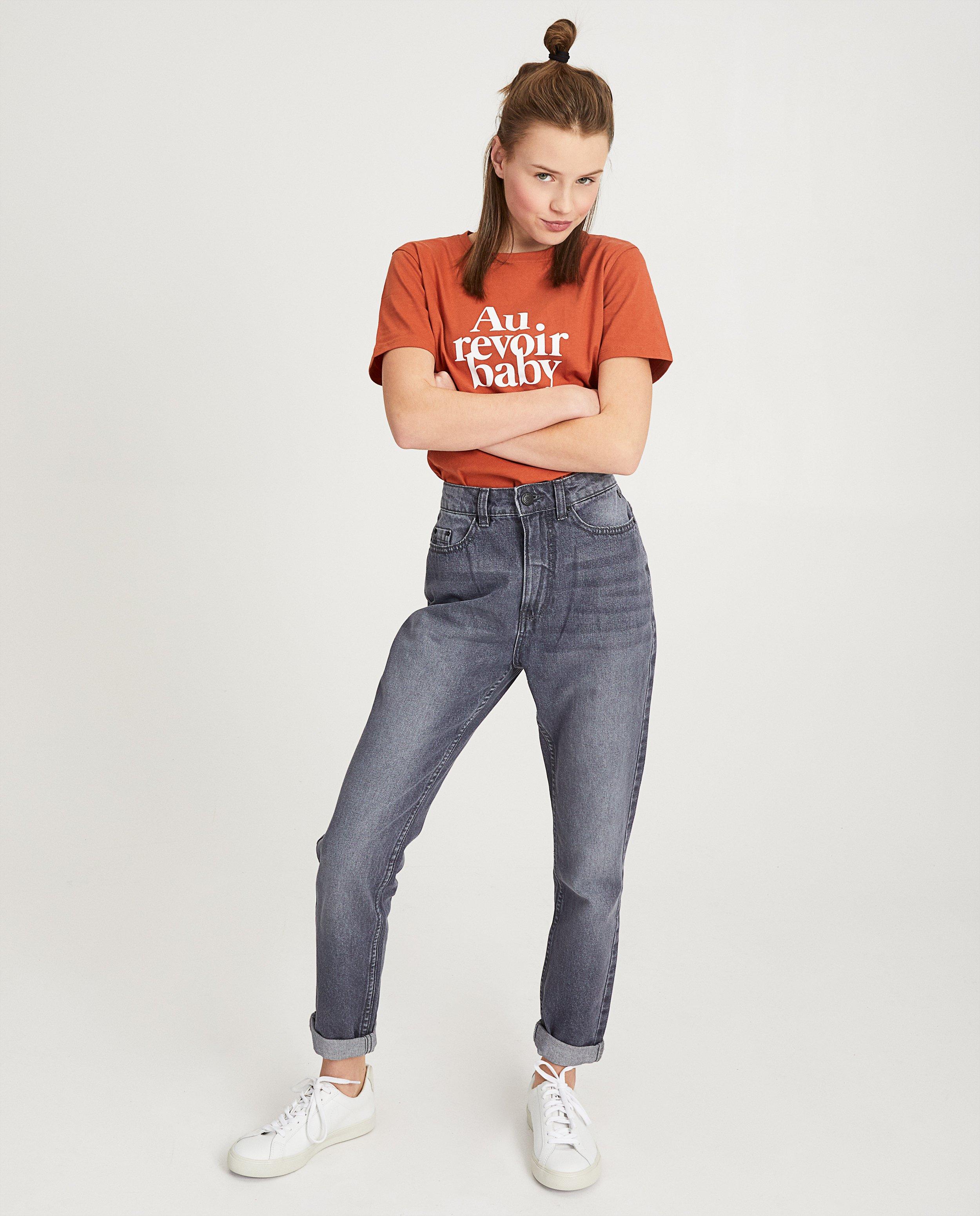 Roestbruin T-shirt met opschrift - in wit - Groggy