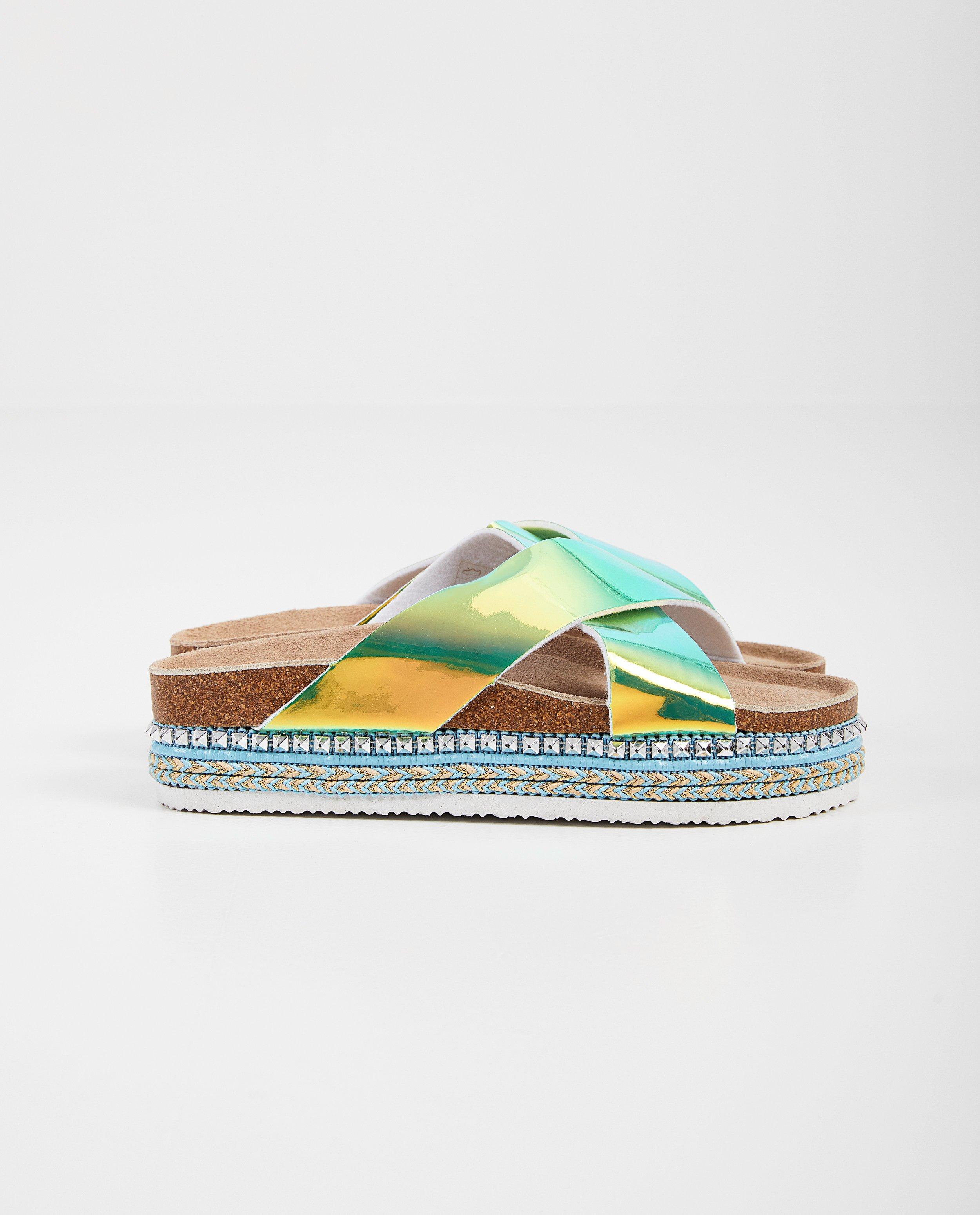 Platform slippers - met fluo - Topp