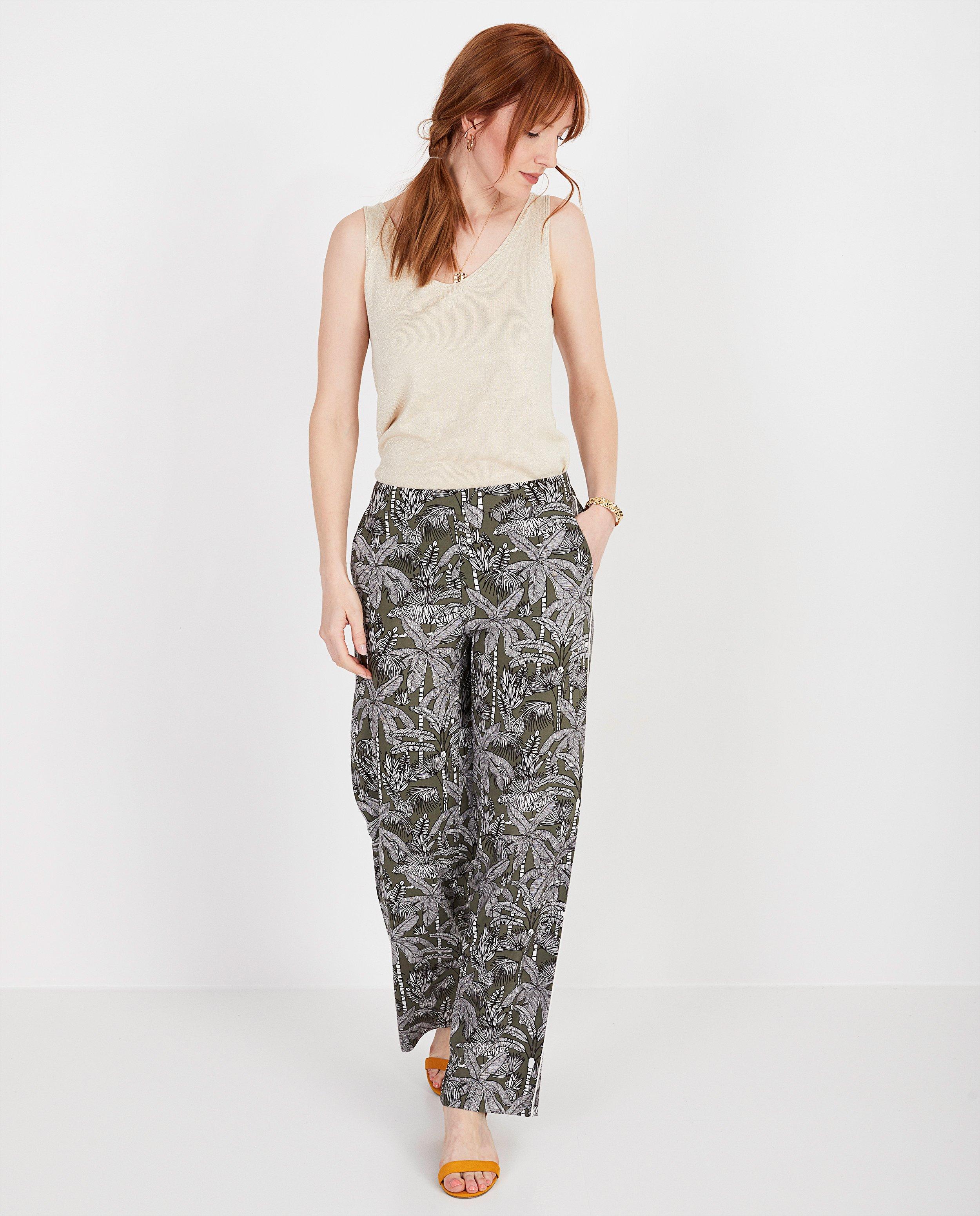 Pantalon palazzo kaki - imprimé - Sora