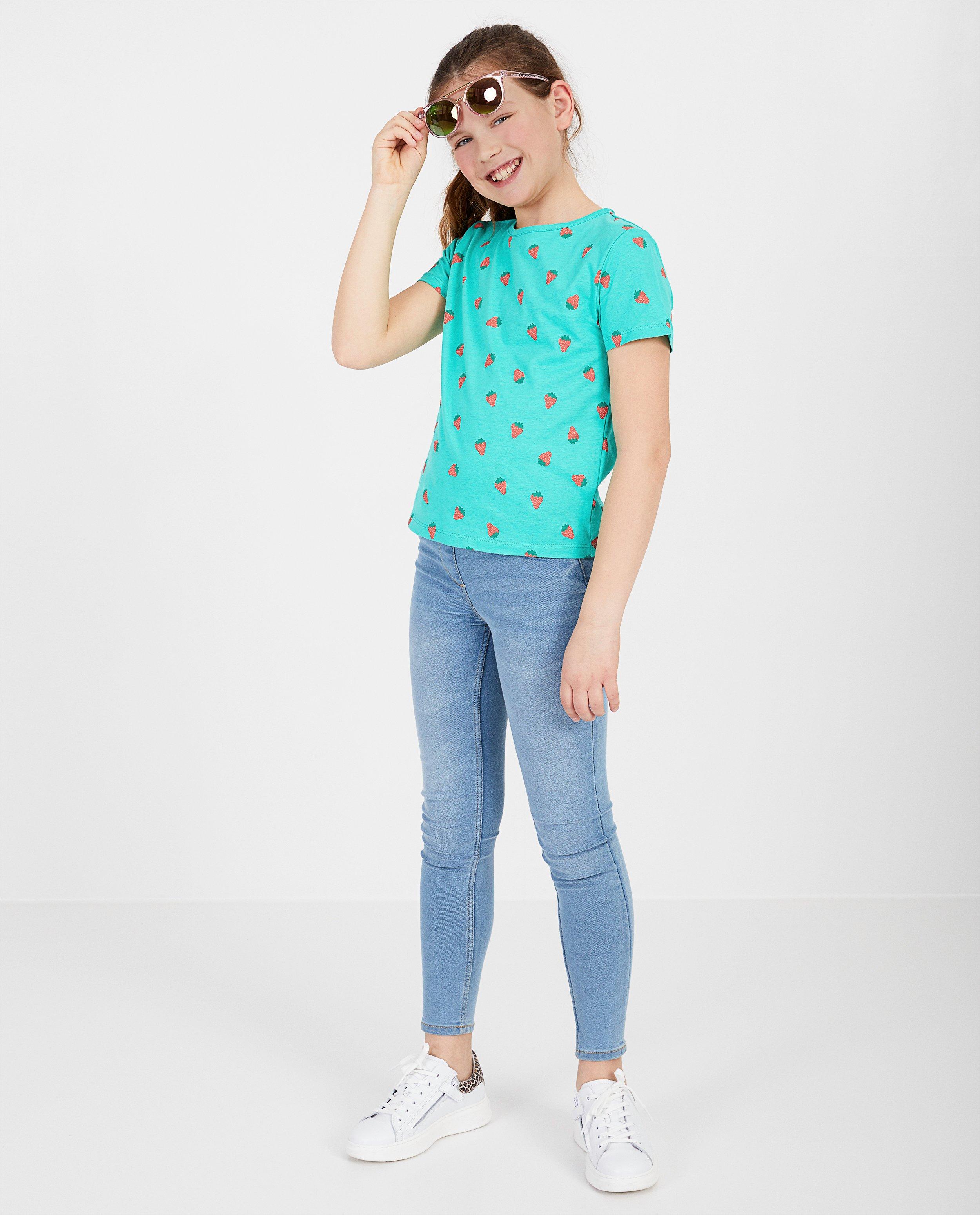 Blauw T-shirt met print BESTies - watermeloen - Besties
