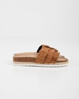 Bruine platform slippers - met ruches - Topp
