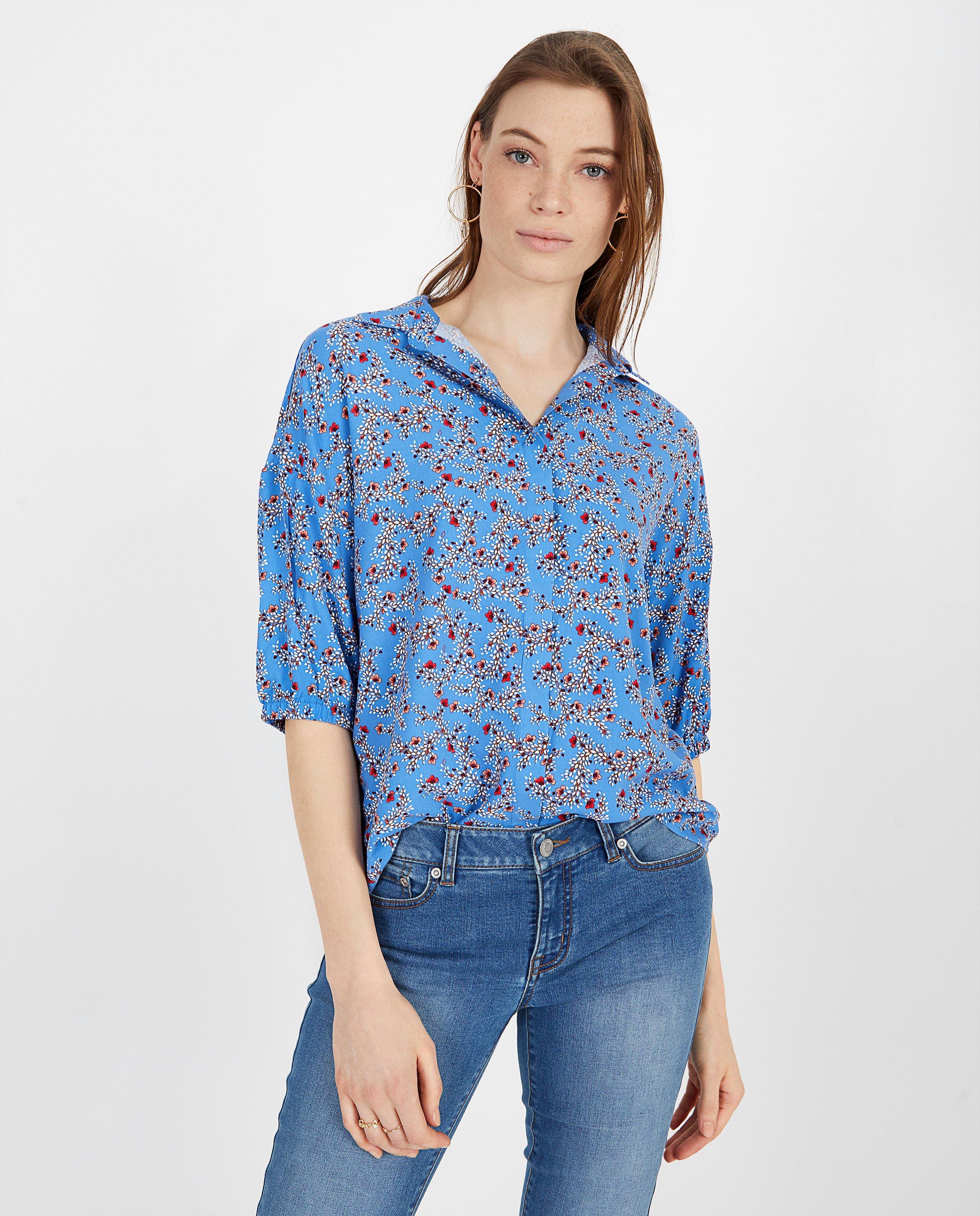 Hemden - Blauwe blouse met print Youh!