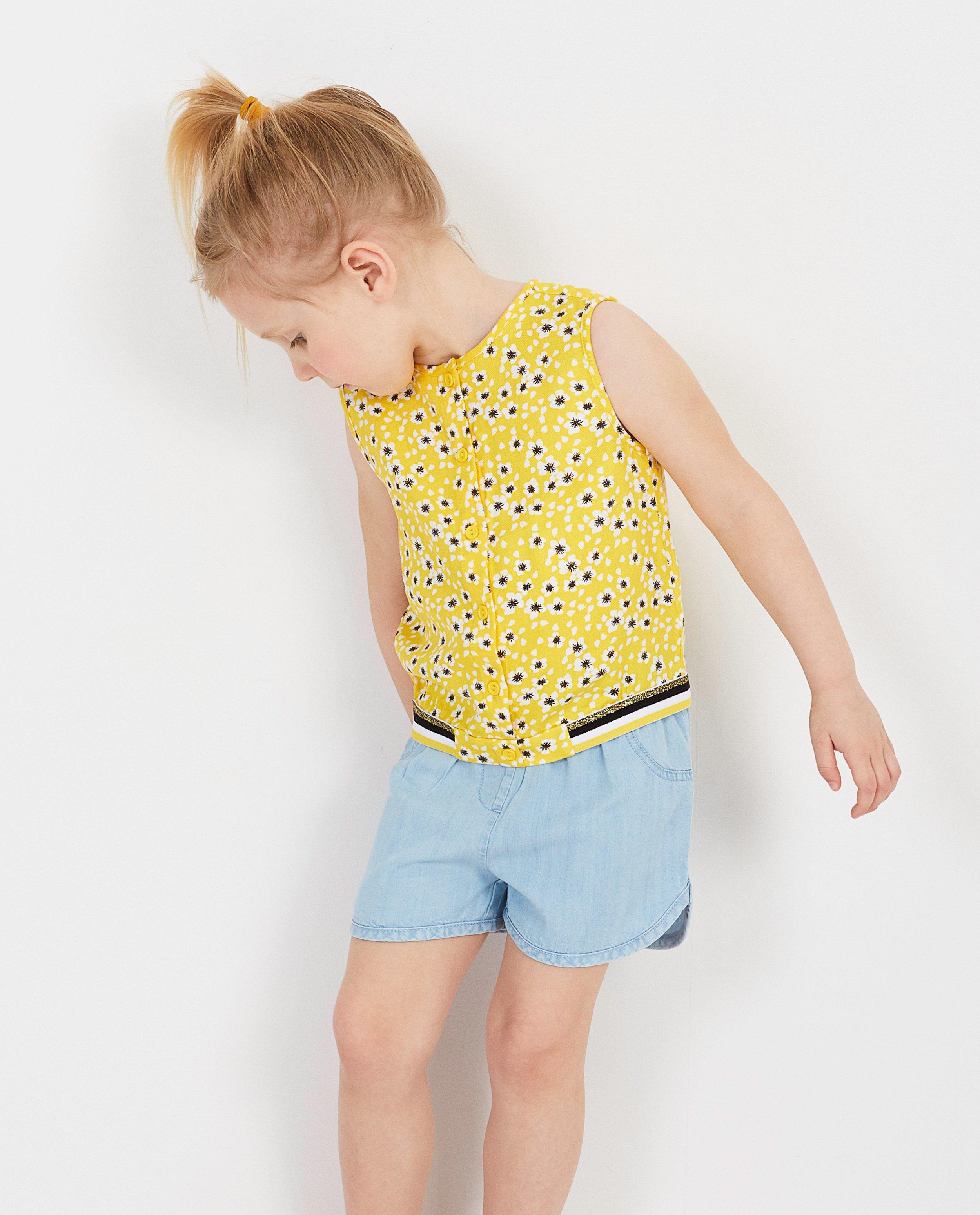 Hemden - Gele top met bloemenprint