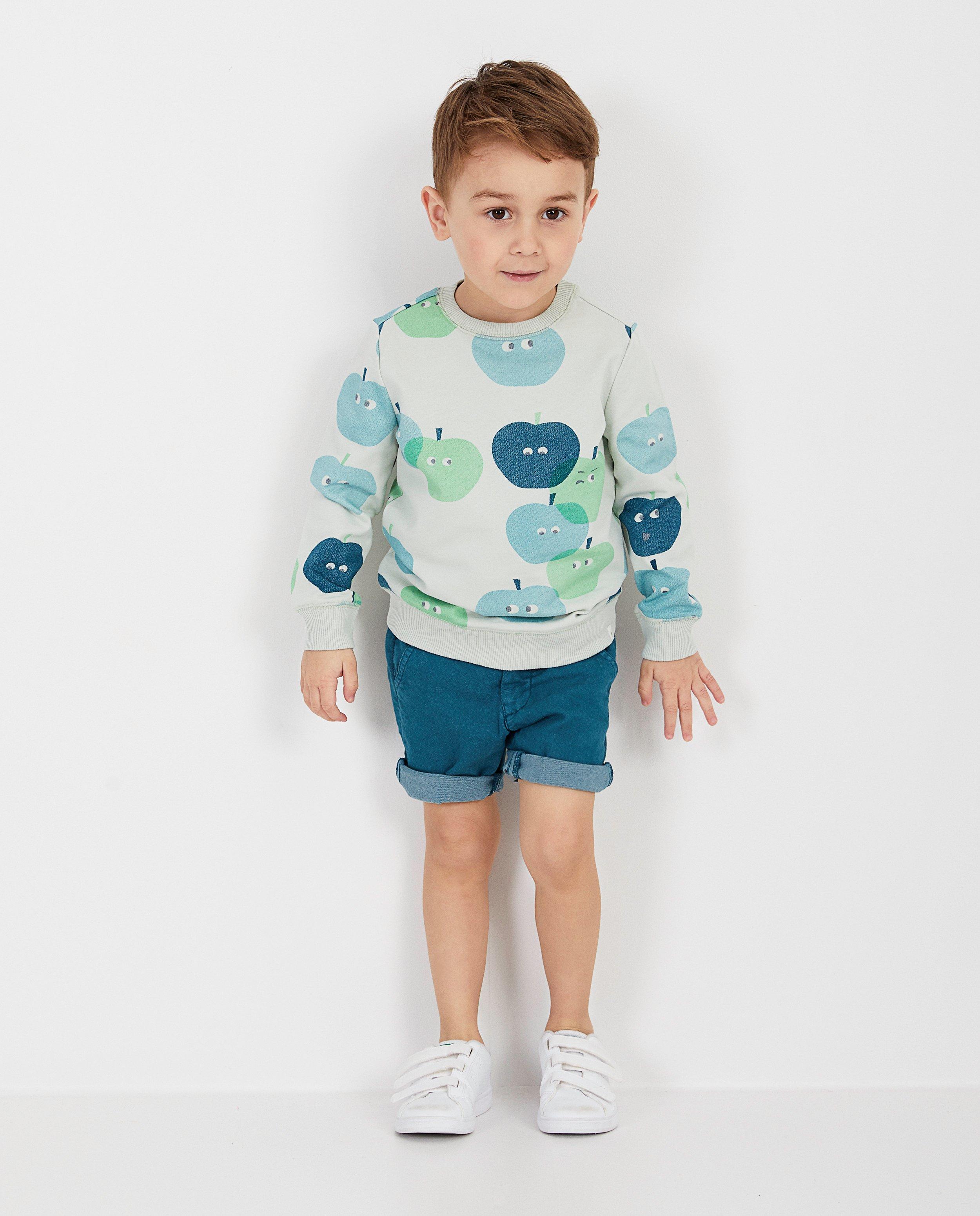 Lichtgroene sweater met print - null - Kidz Nation