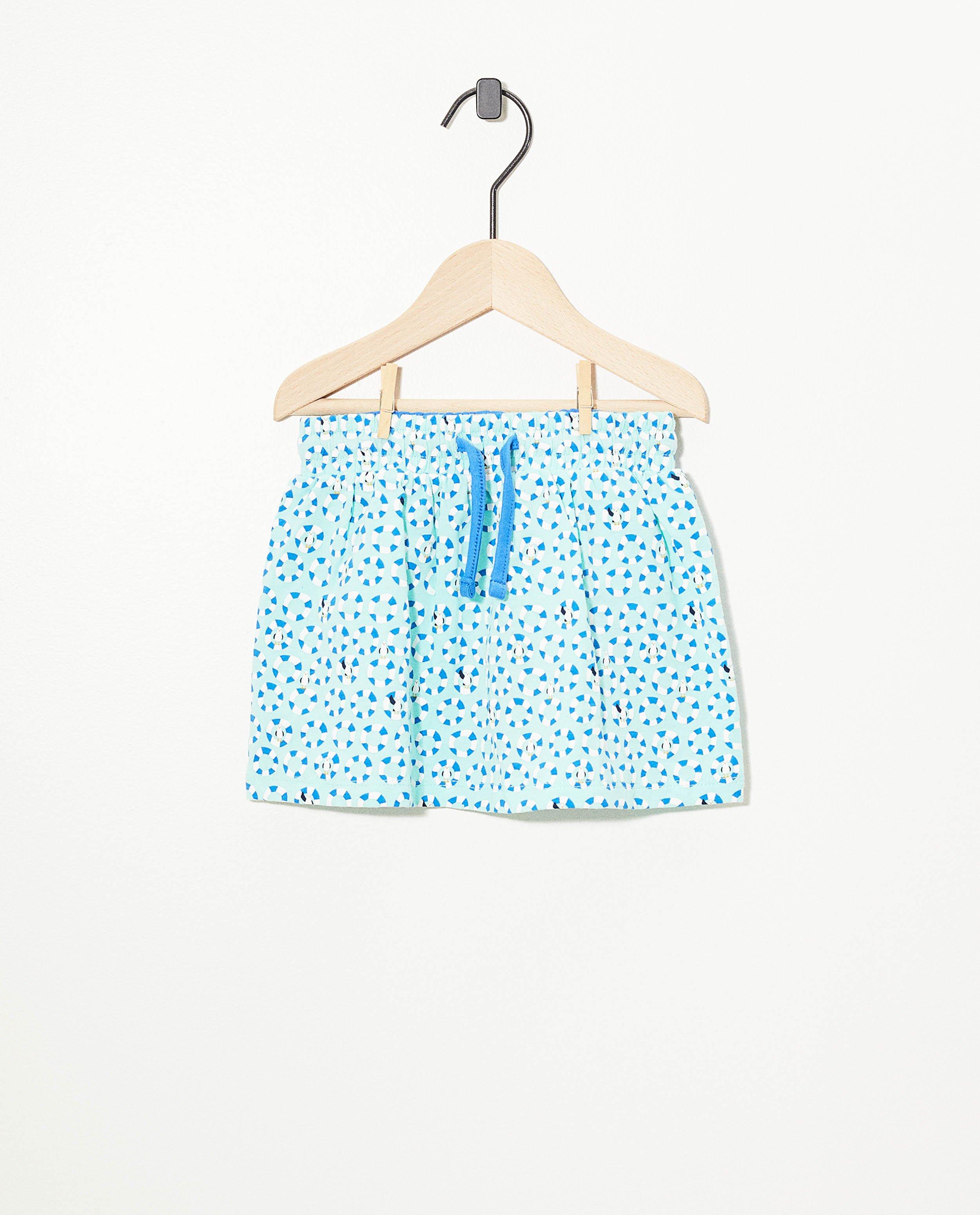 Blauw rokje van biokatoen Bumba - met allover print - Bumba