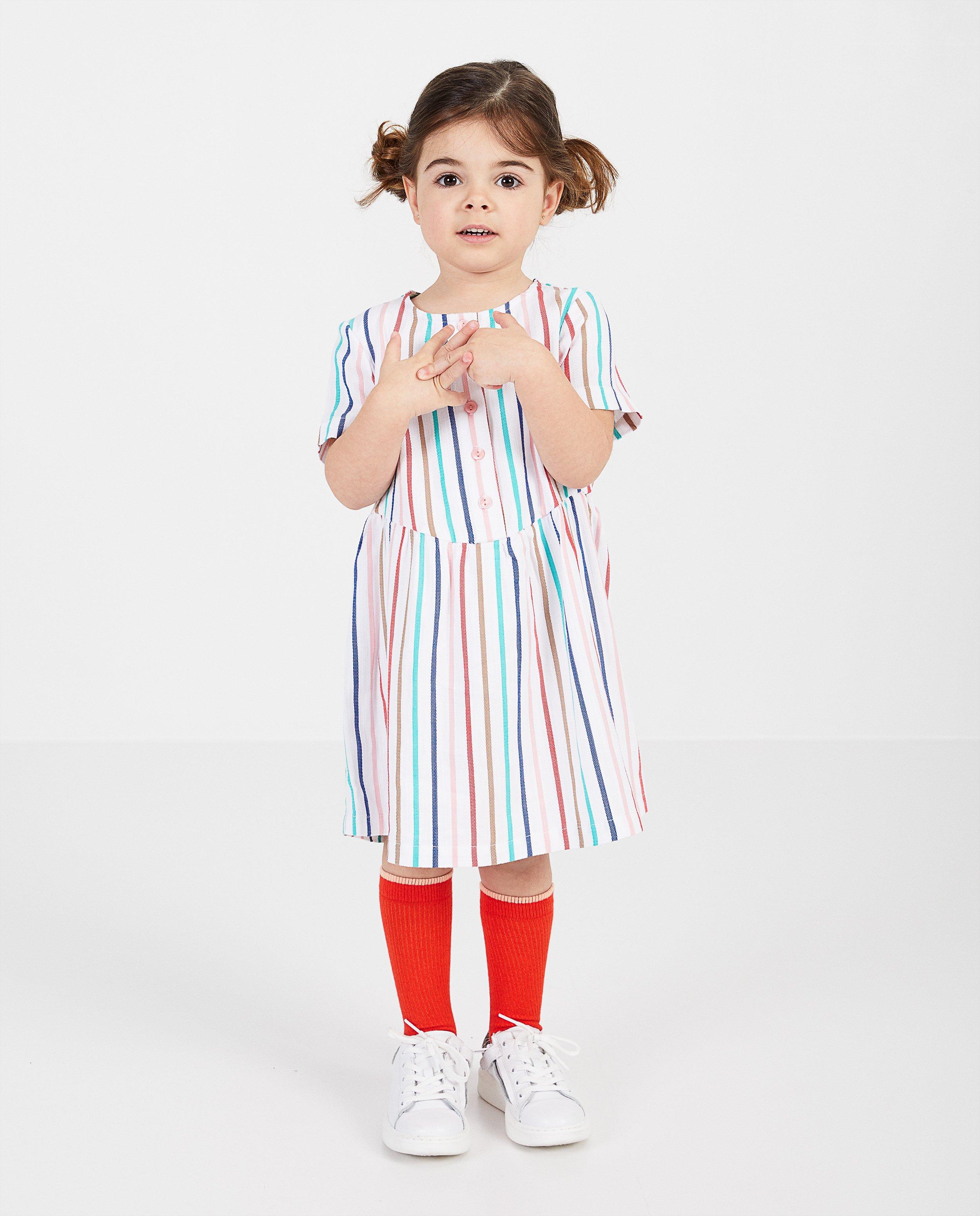 Robes - Robe blanche, rayures Sora