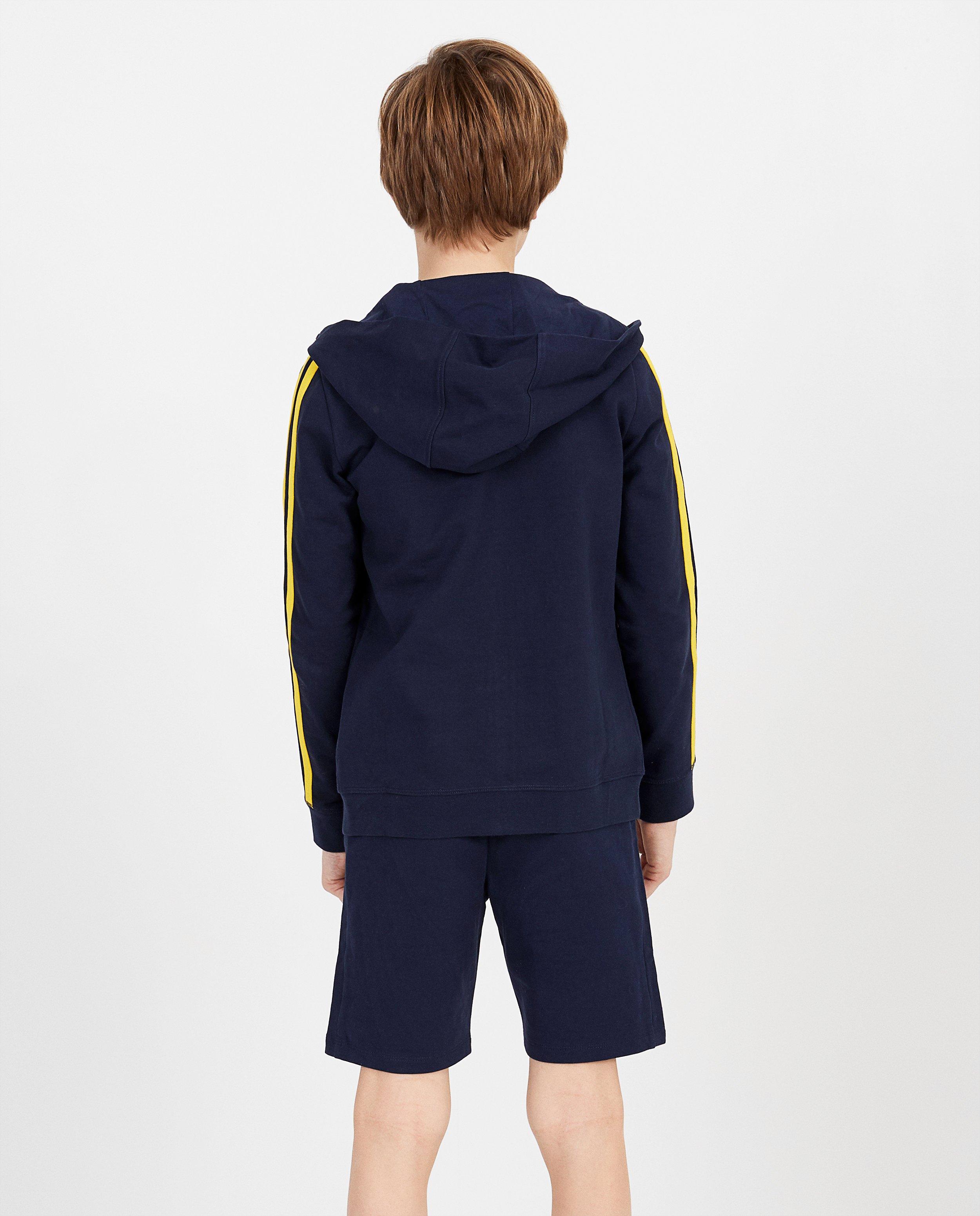 Cardigans - Blauw sweatvest met gele strepen