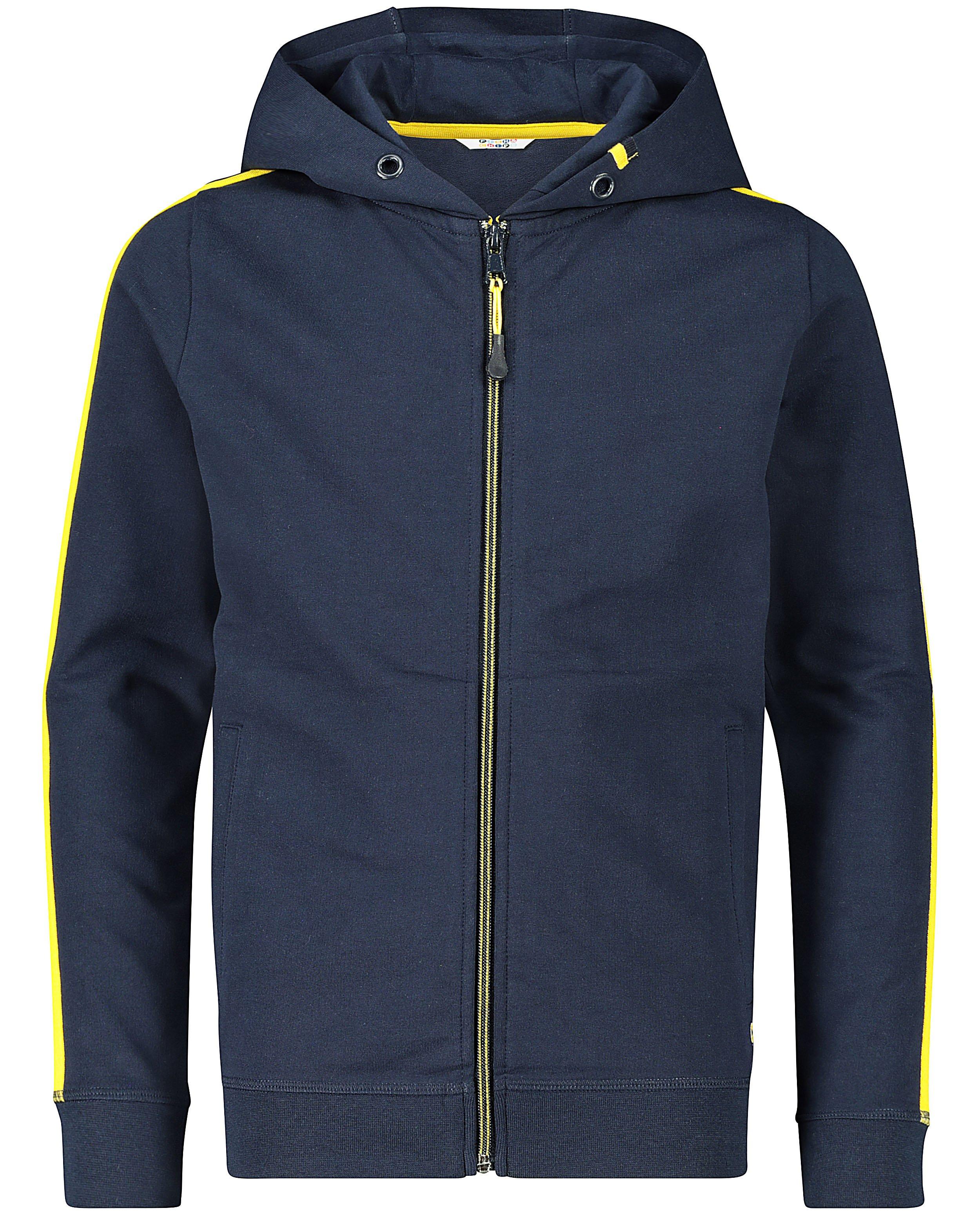 Cardigans - Blauw sweatvest met gele strepen