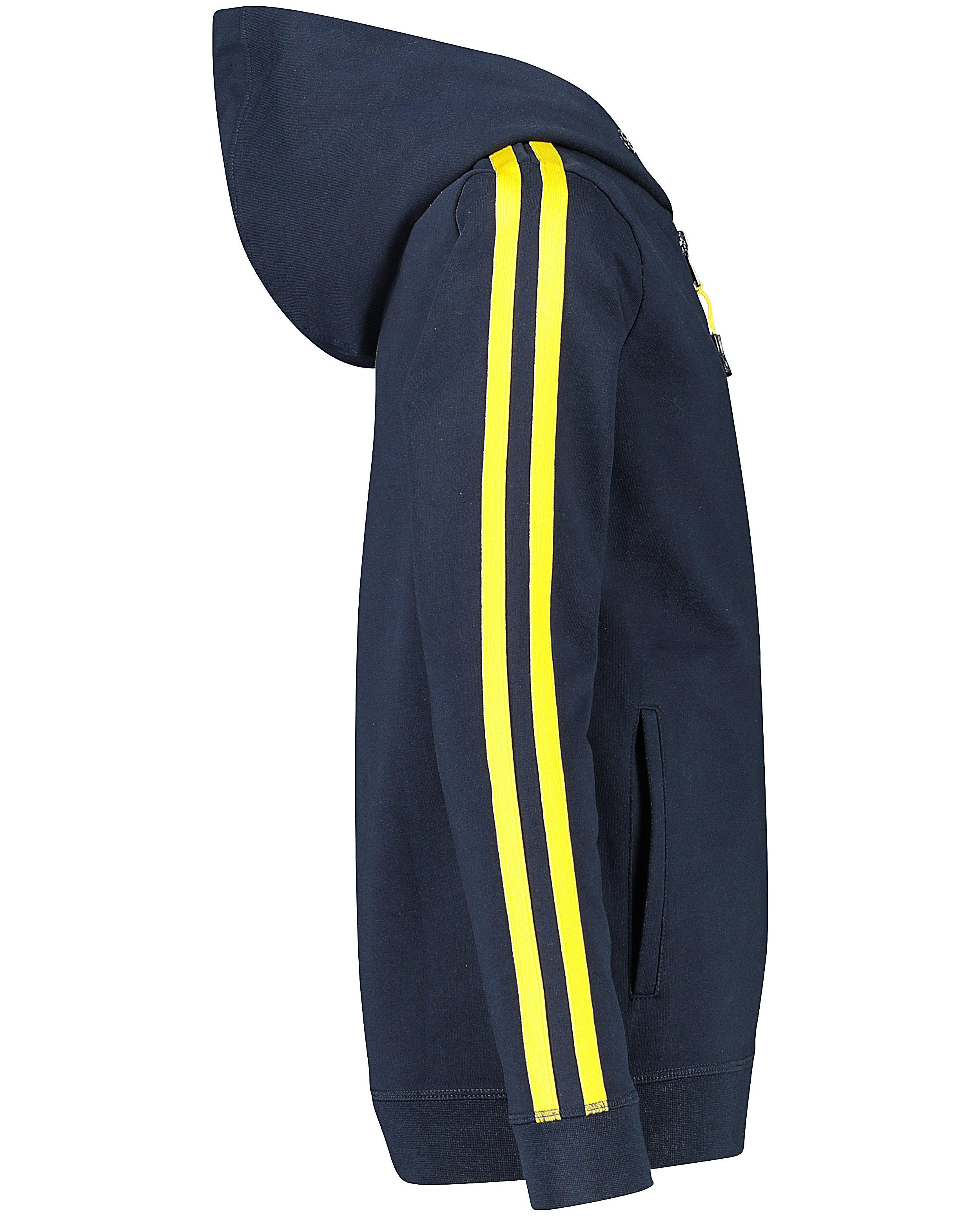 Cardigans - Blauw sweatvest met gele strepen