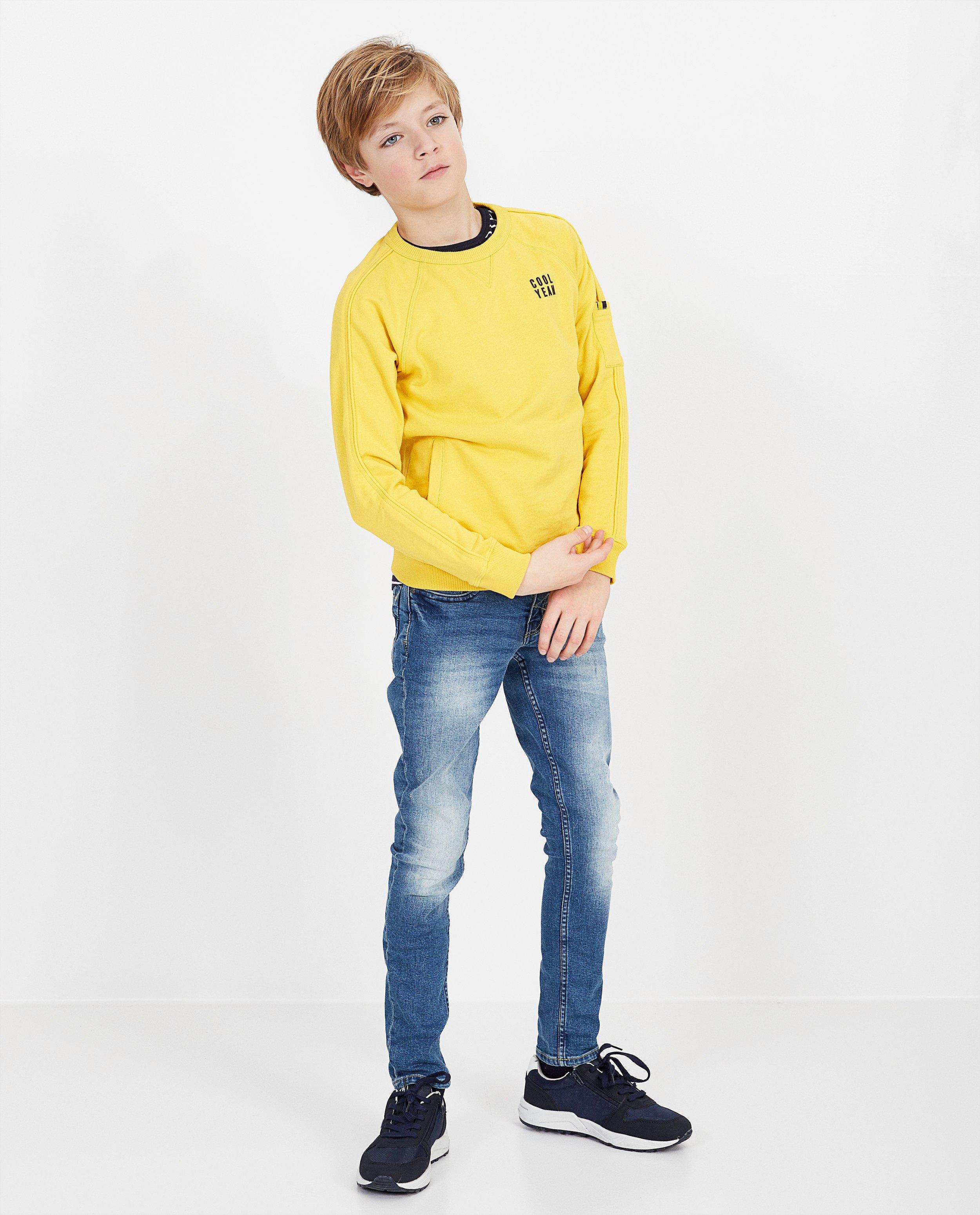Gele sweater met opschrift - 'Cool yeah' - Ketnet