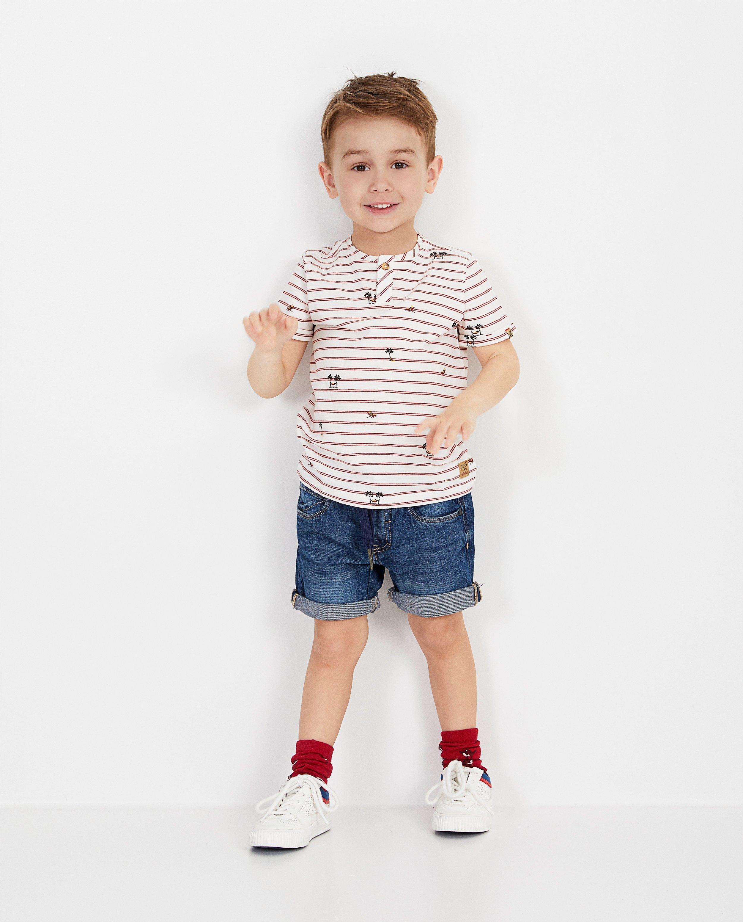 T-shirt blanc, rayures Samson - sur toute la surface - Fred & Samson