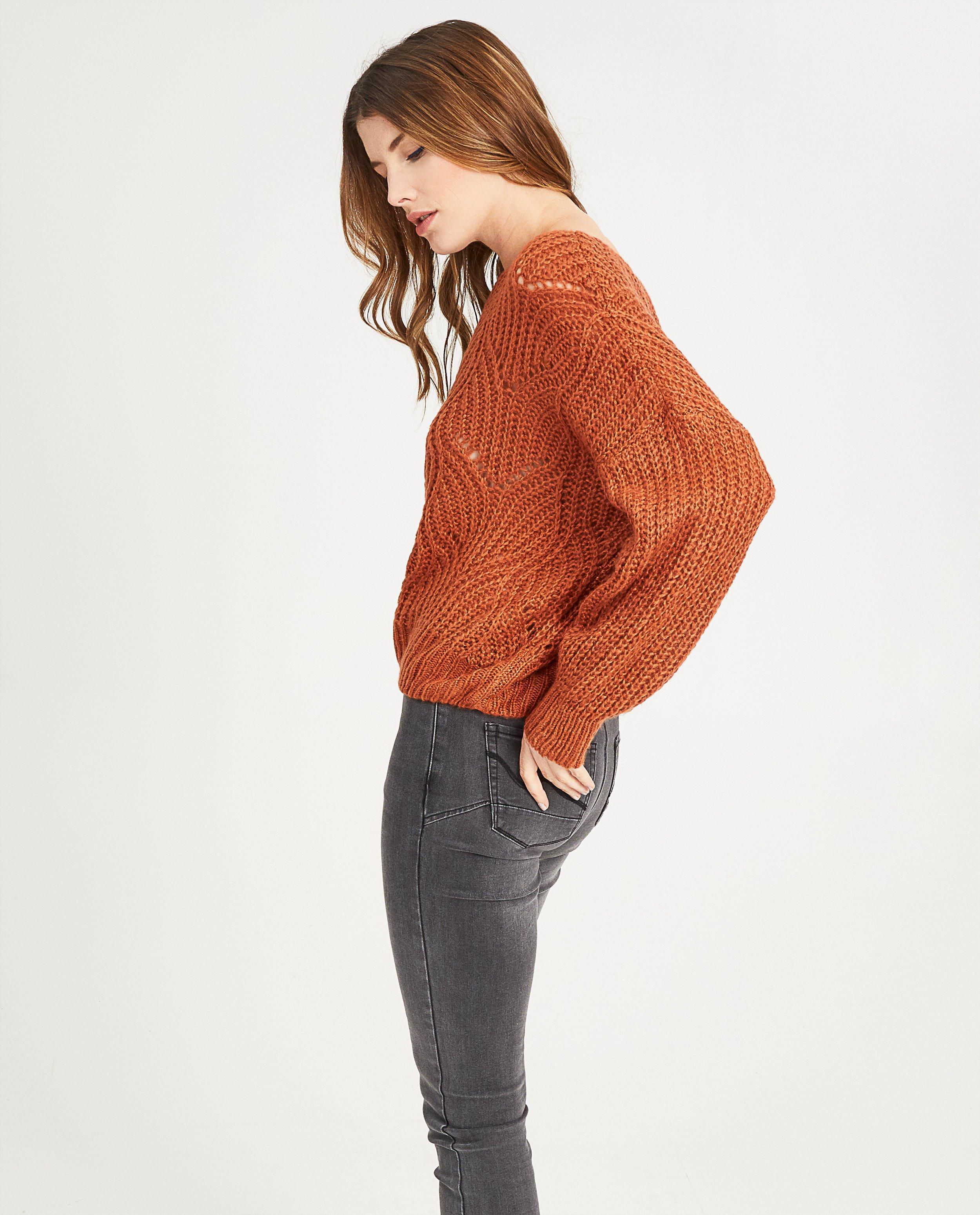 Roestbruine trui met ajourpatroon - Product Detail - bruin - afbeelding nummer 3