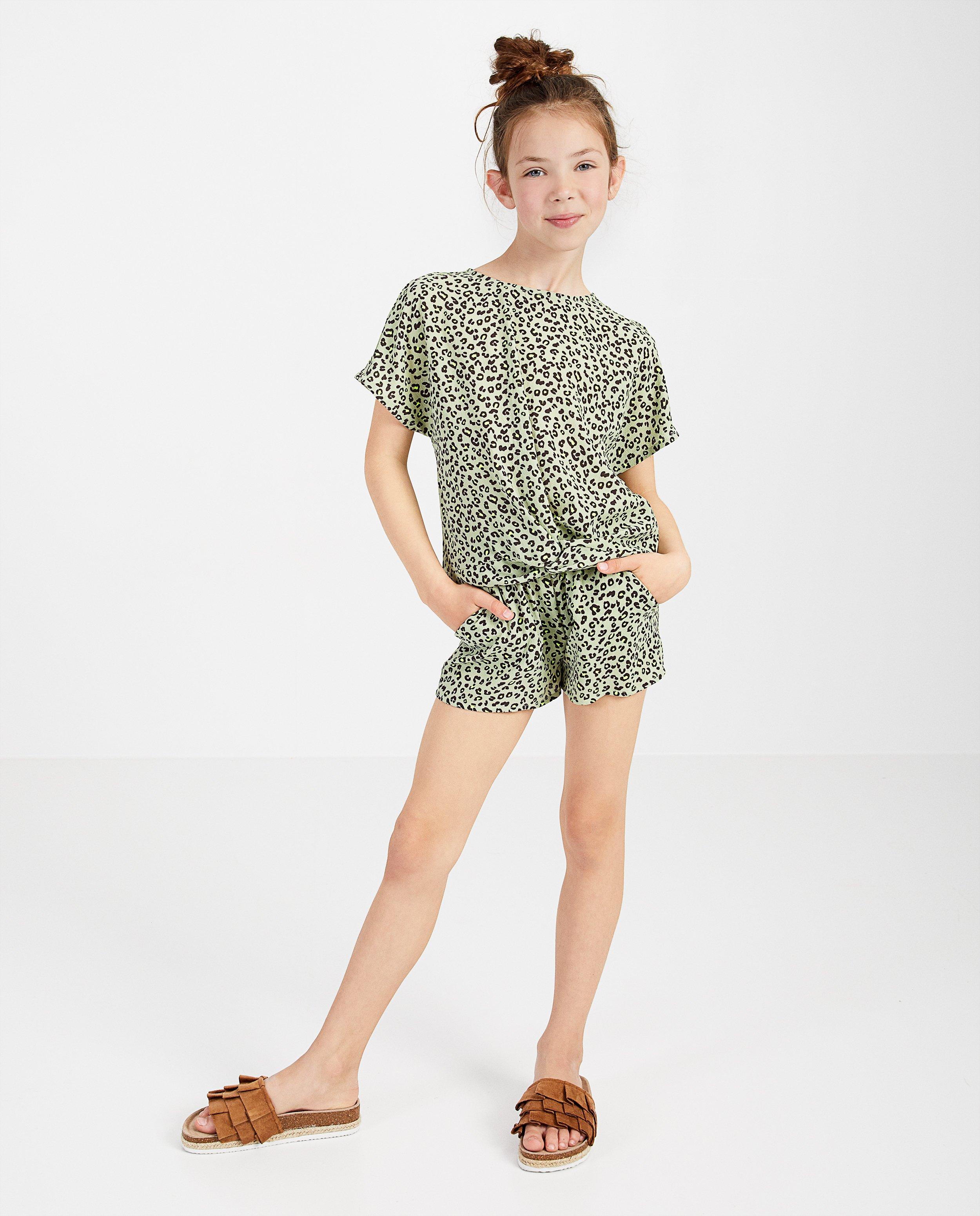 Groene top met print - allover - Fish & Chips