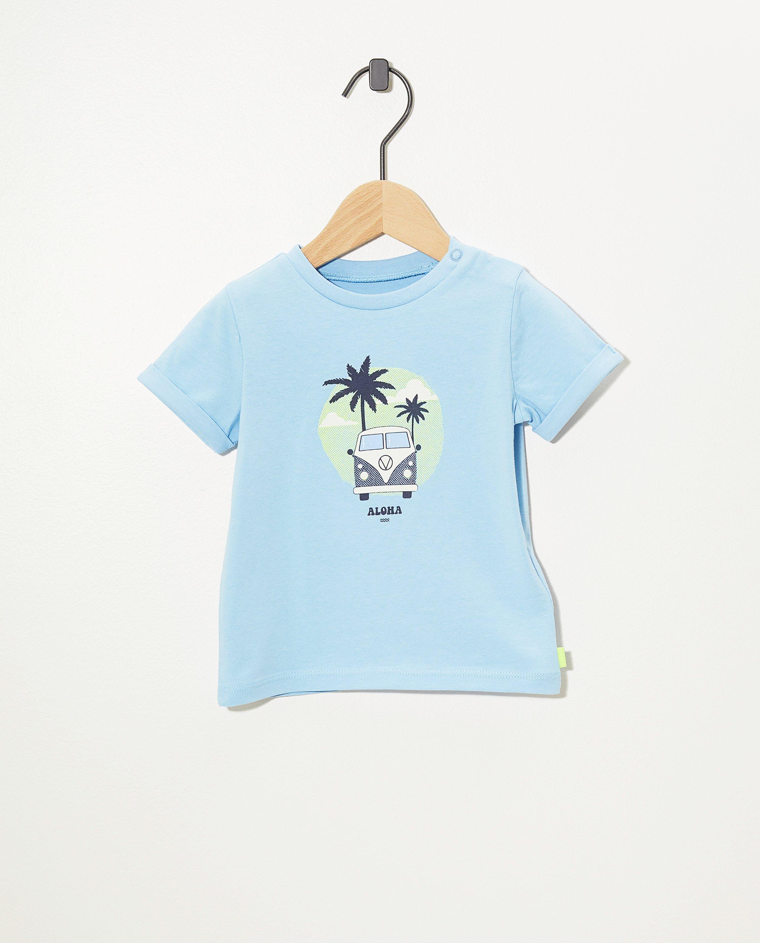 Blauw T-shirt van biokatoen - met print - Cuddles and Smiles