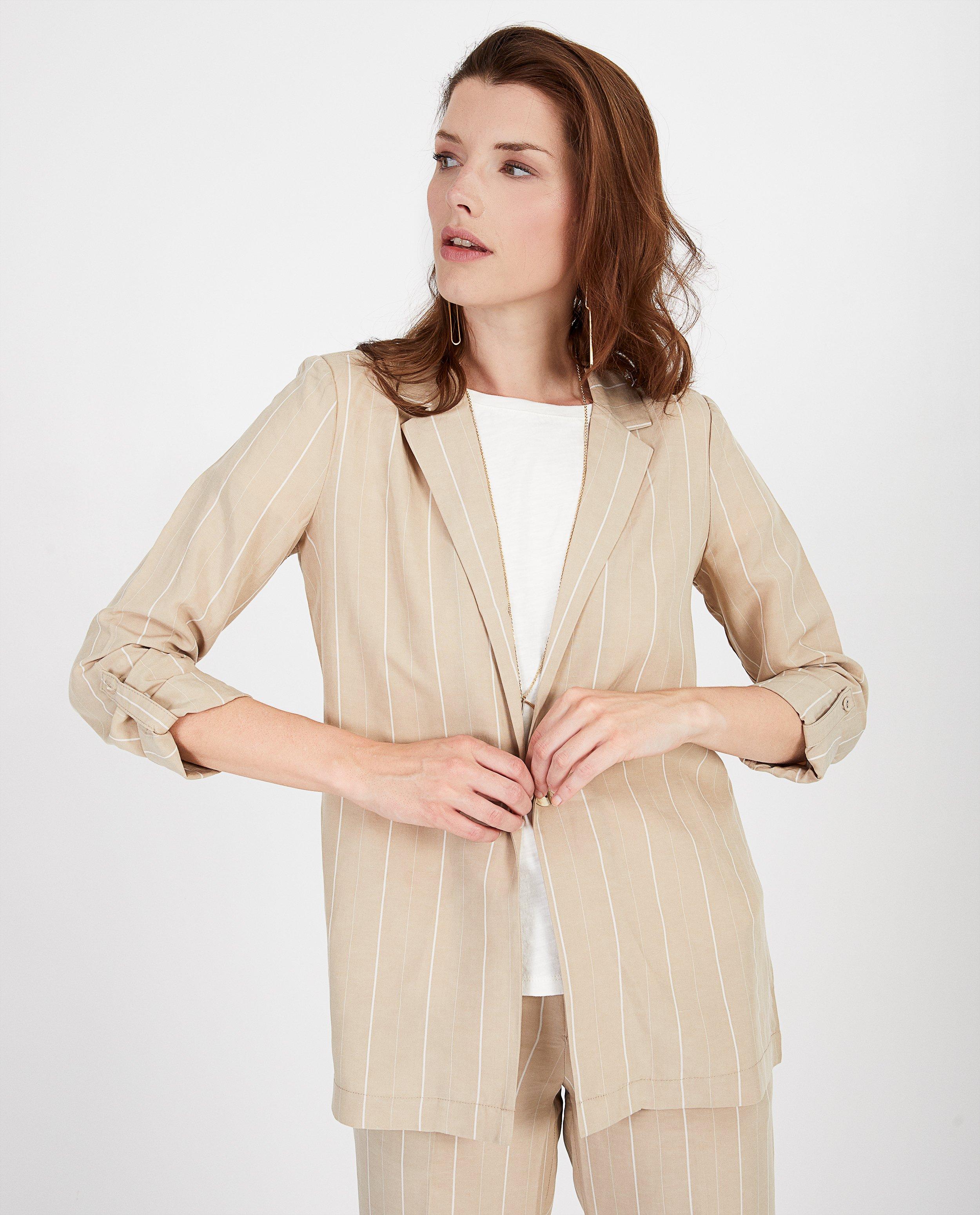 Blazers - Beige vest met strepen Youh!