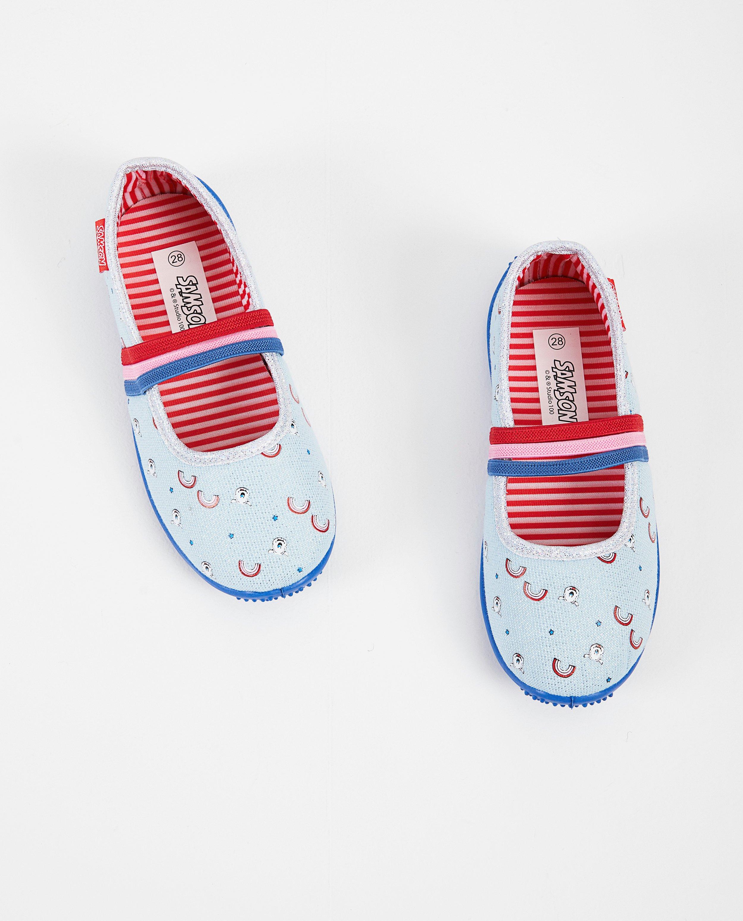 Schoenen - Lichtblauwe pantoffels van Samson