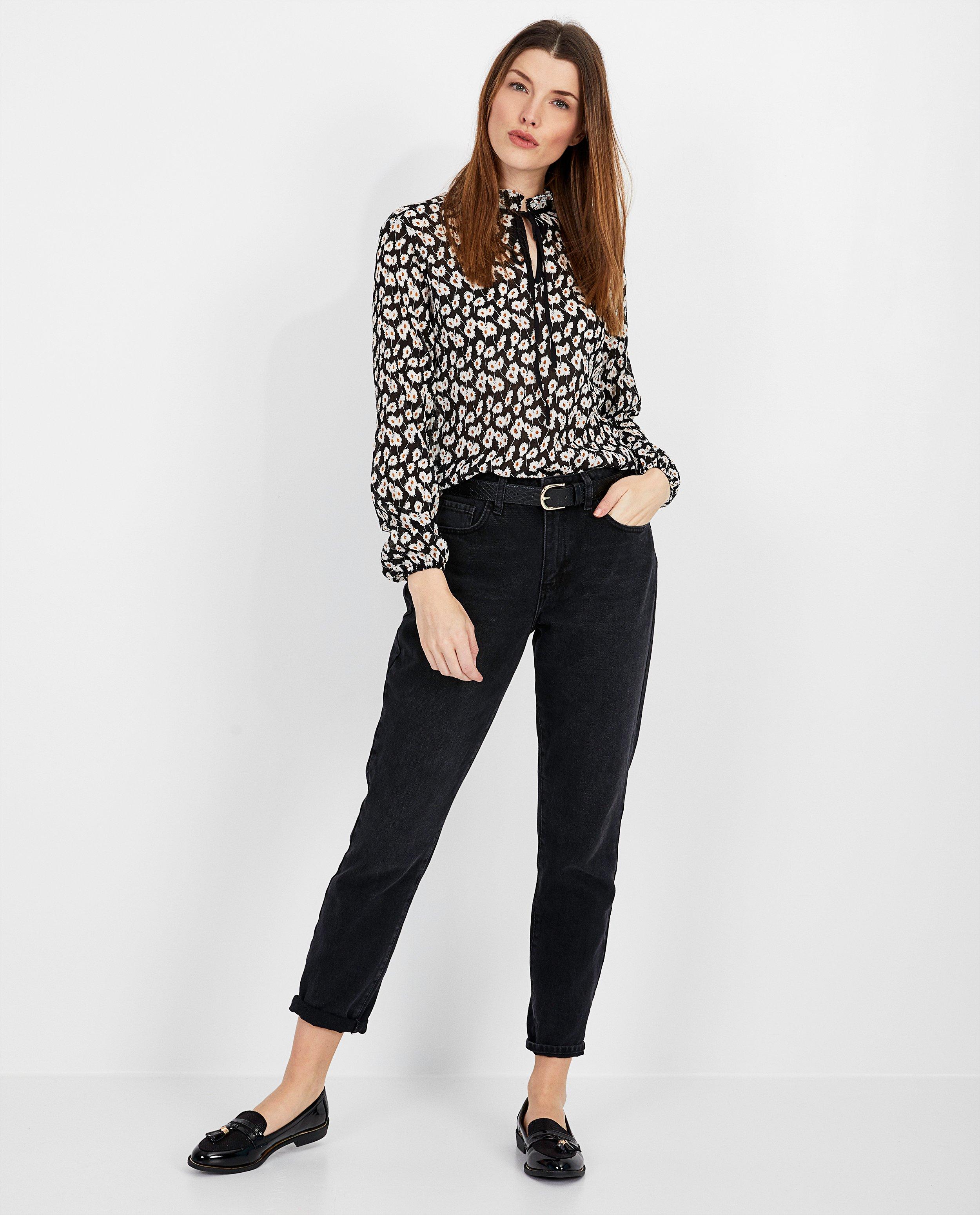 Zwarte blouse met bloemenprint - Product Detail - meerkleurig - afbeelding nummer 1