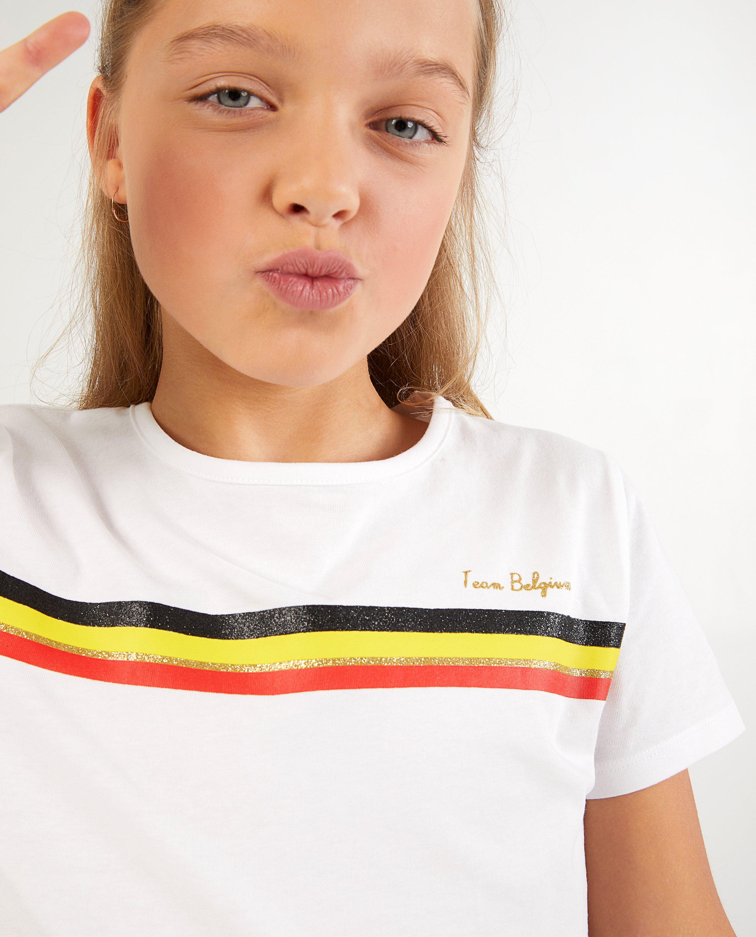 T-shirts - Wit 'Team Belgium'-shirt, 7-14 jaar