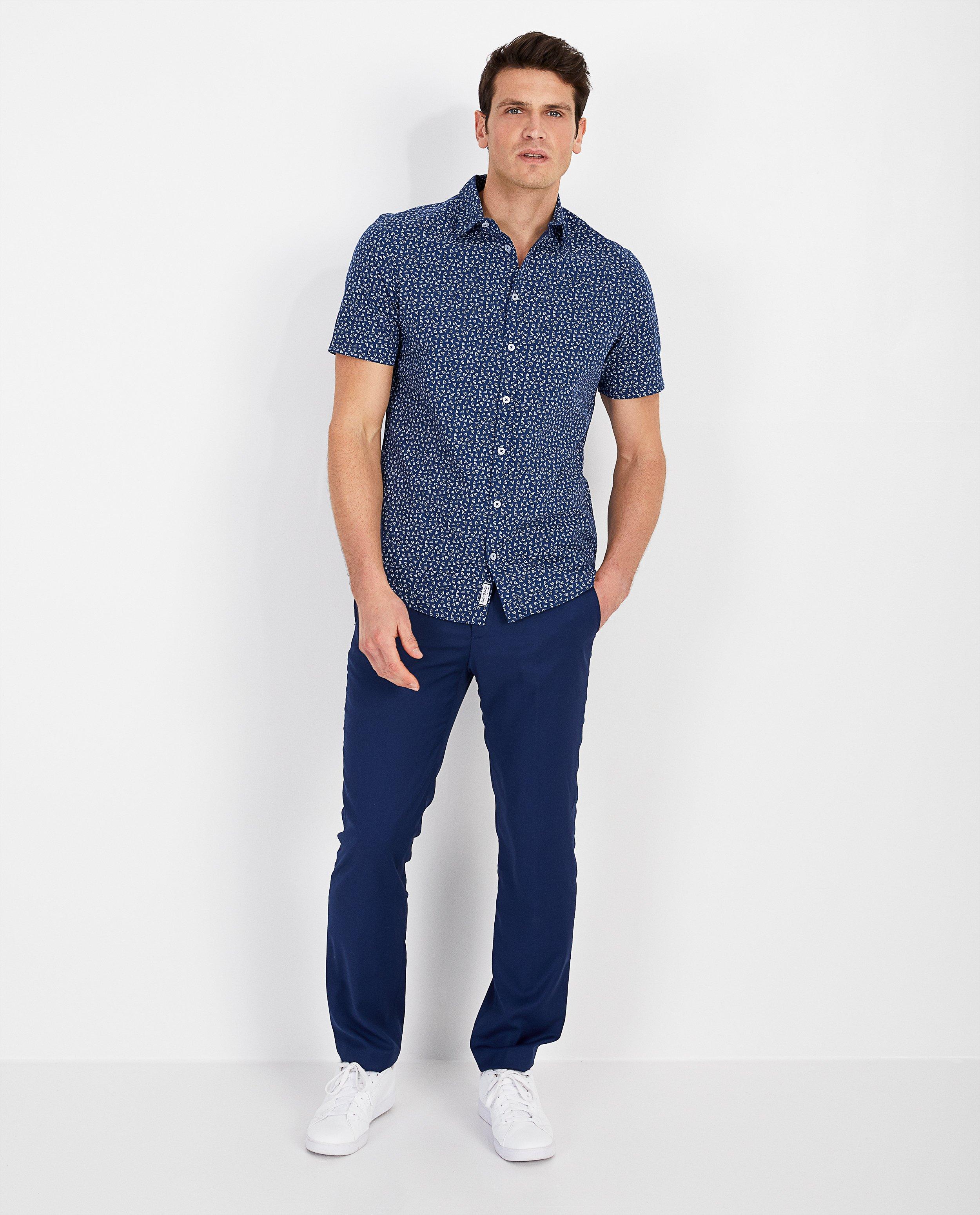 Blauw hemd met print - allover - Quarterback