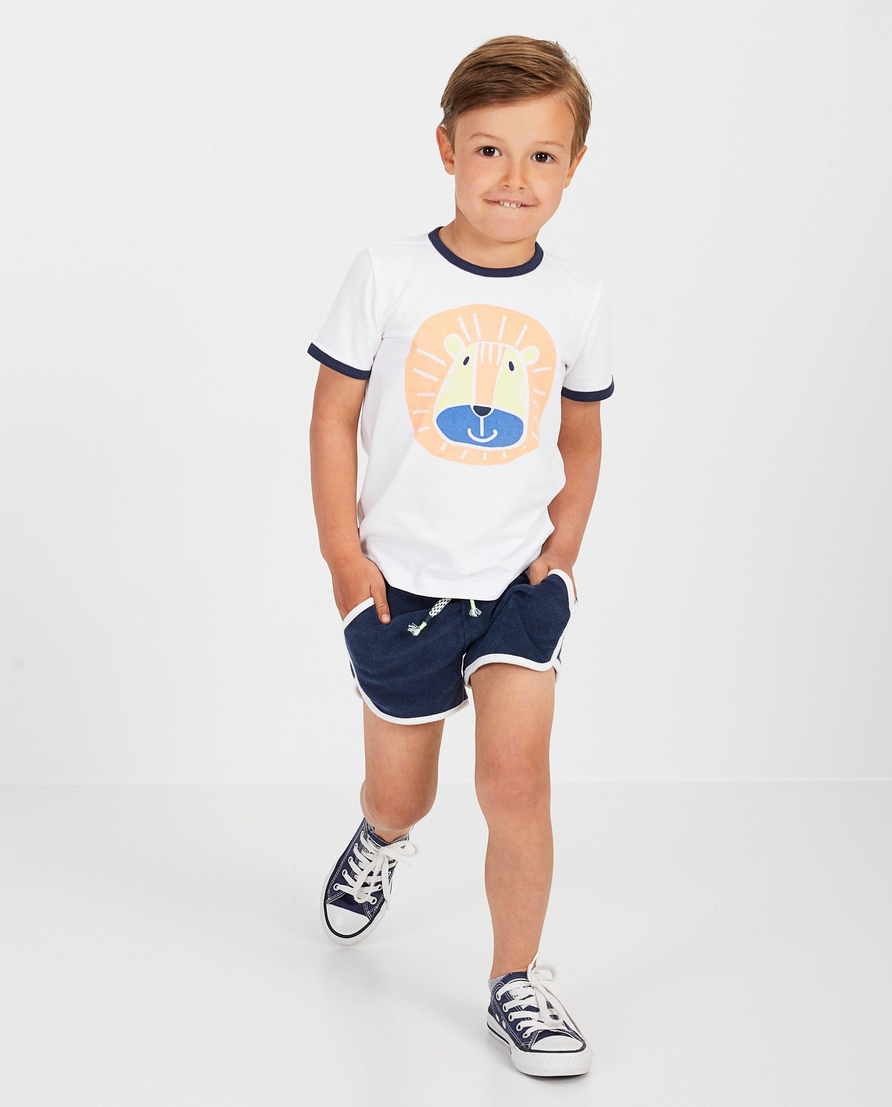 Sponzen short in blauw Maya - met witte sierbies - Maya