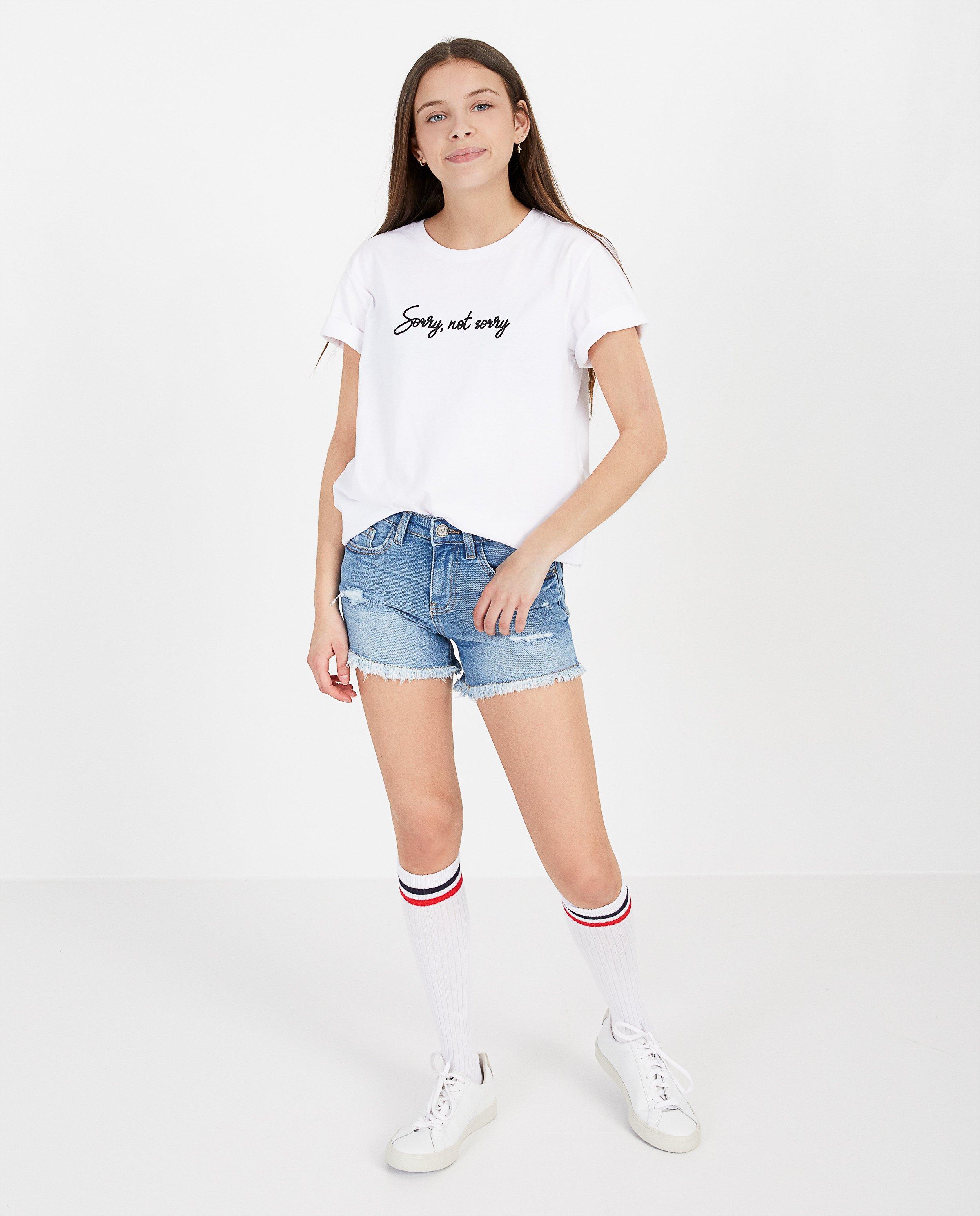 Short en jeans destroyed bleu foncé - avec des effilochures - Groggy