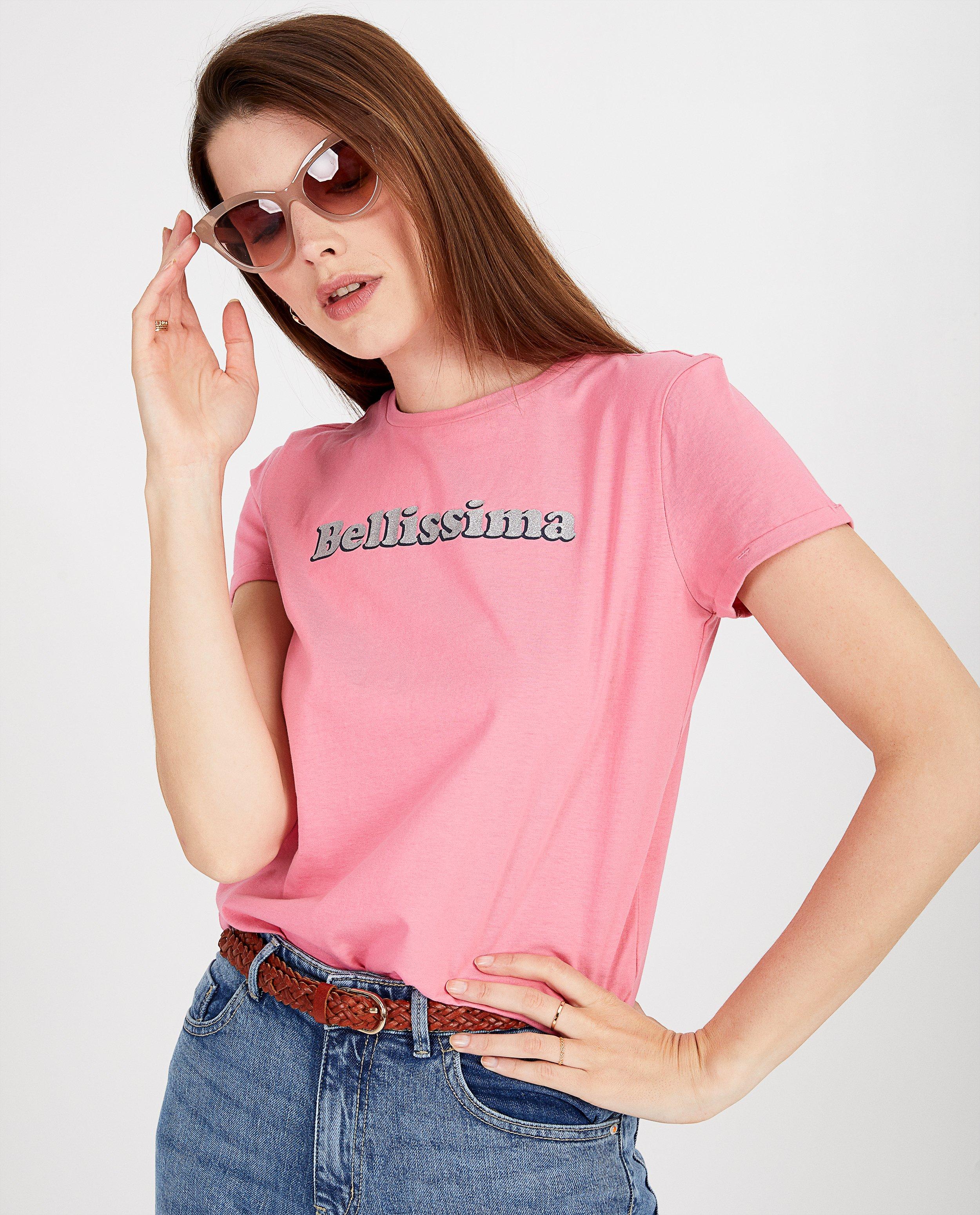 T-shirts - T-shirt rose à inscription Sora
