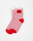 Chaussettes rouges et blanches - rayures et pompons - Fred & Samson