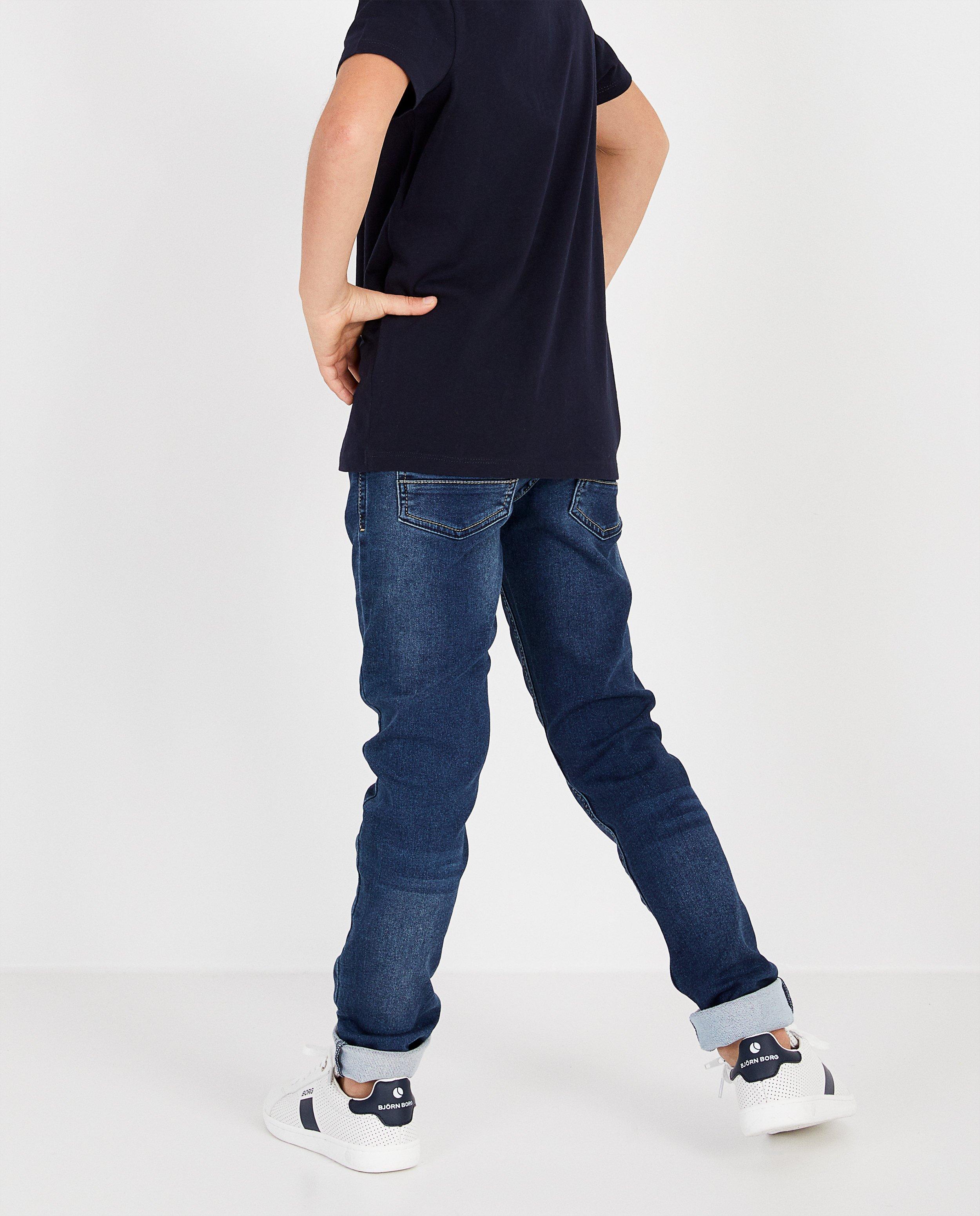 Jeans - Blauwe jeans van sweat denim, slim fit