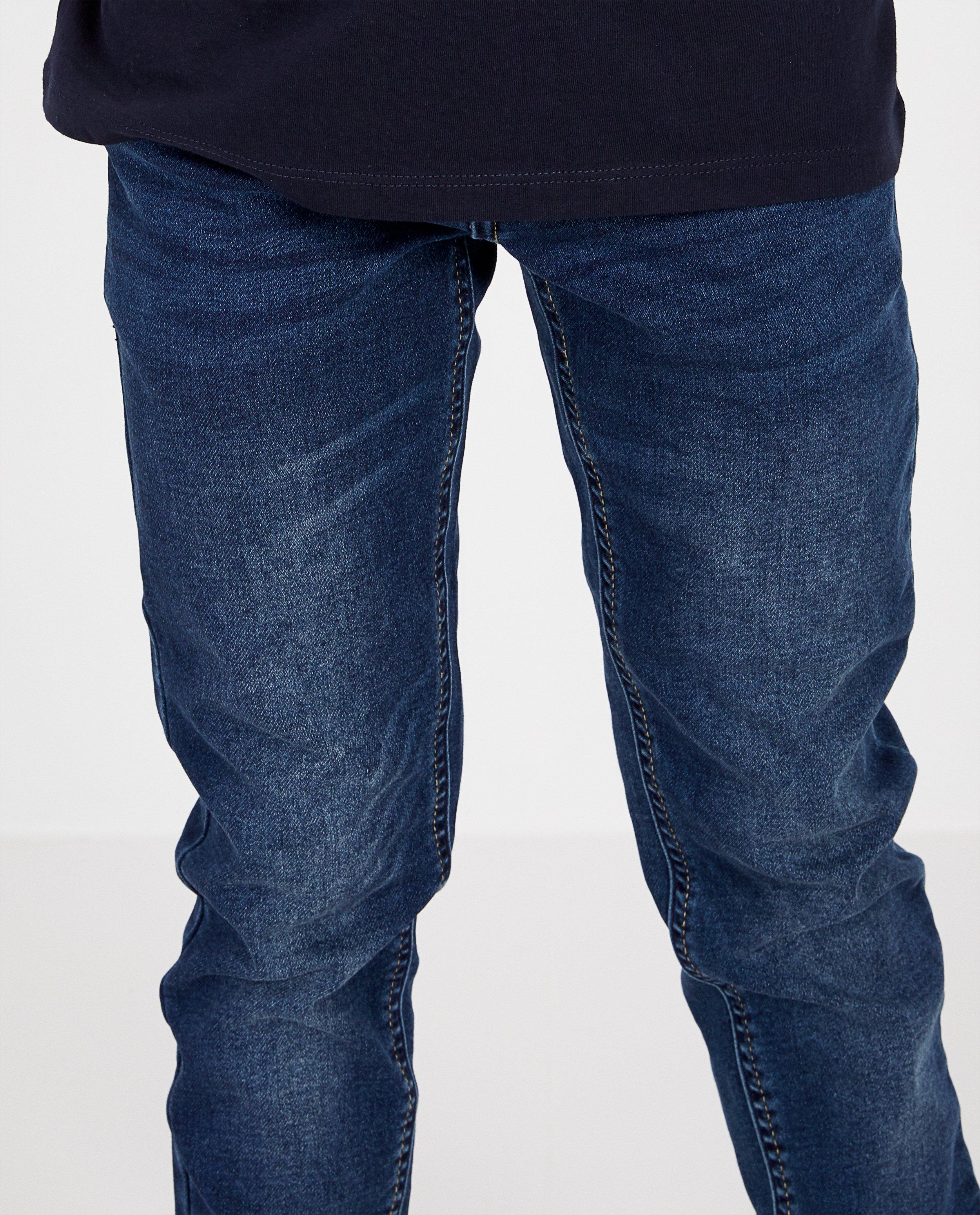 Jeans - Blauwe jeans van sweat denim, slim fit