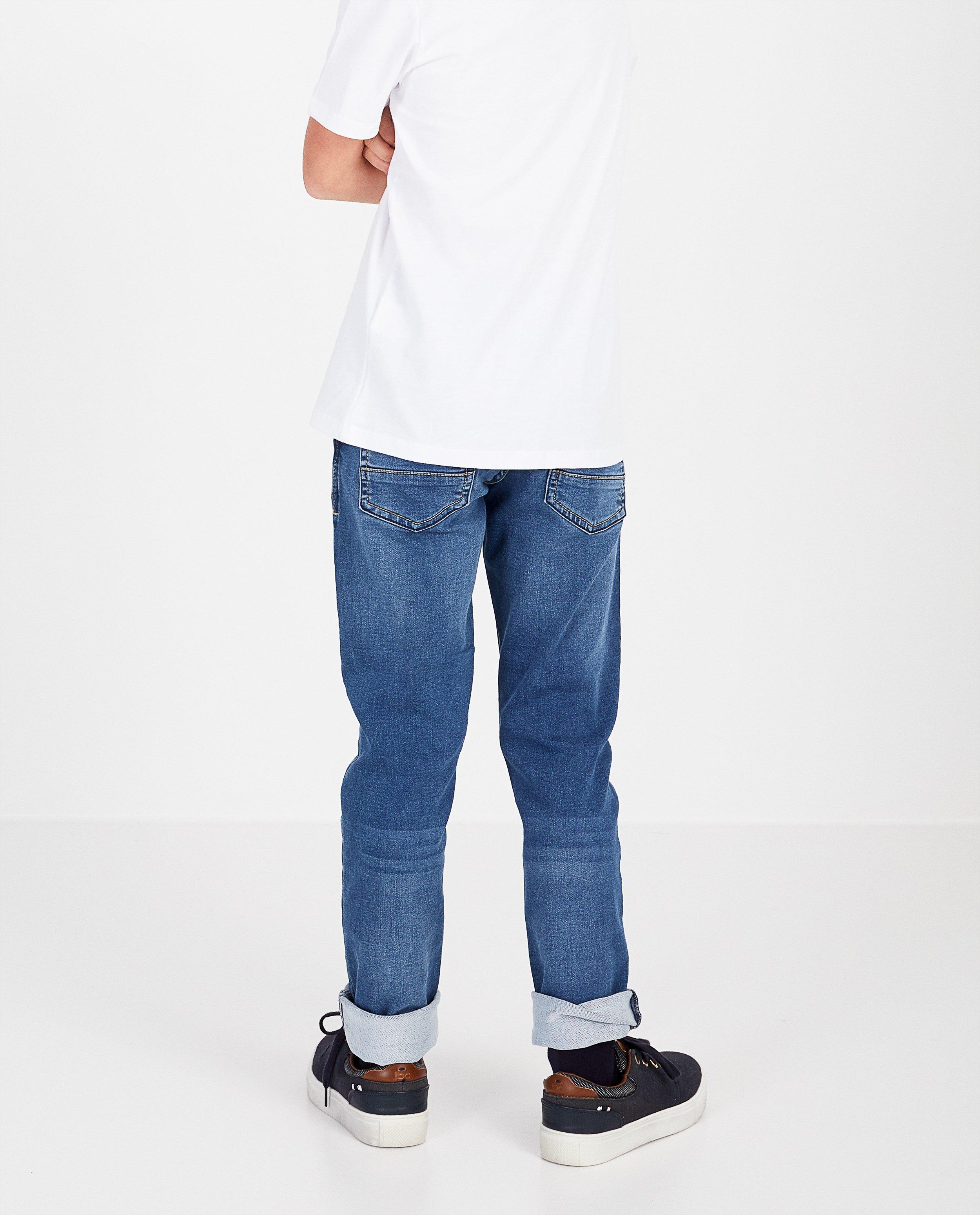 Jeans - Blauwe jeans van sweat denim, slim fit