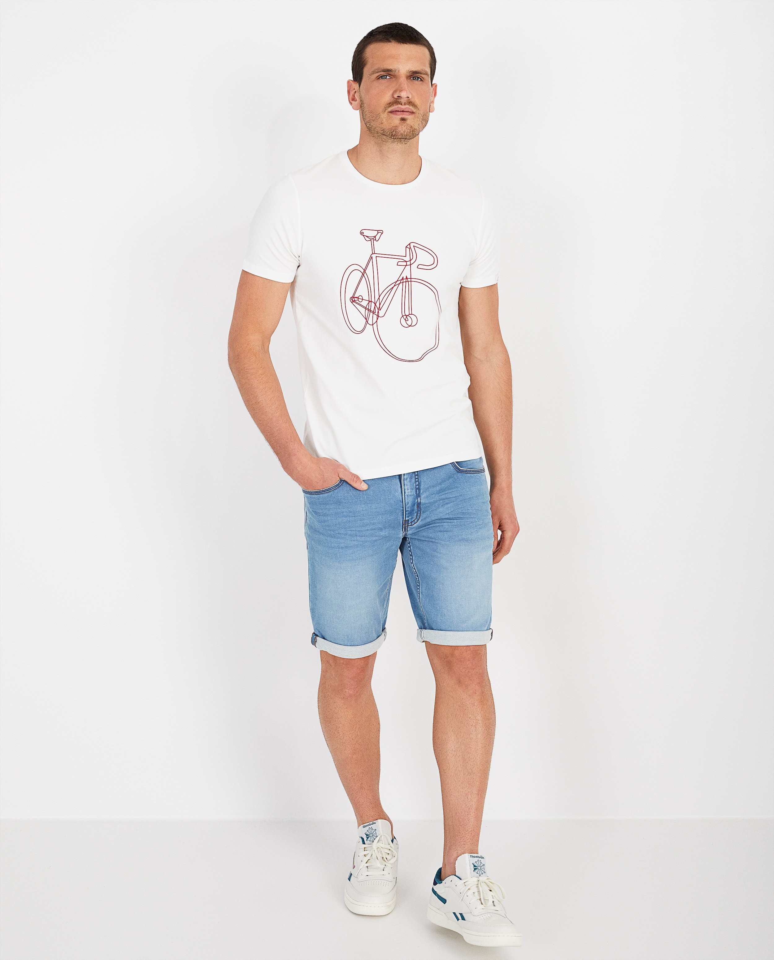 Wit T-shirt met print Baptiste - fiets - Baptiste