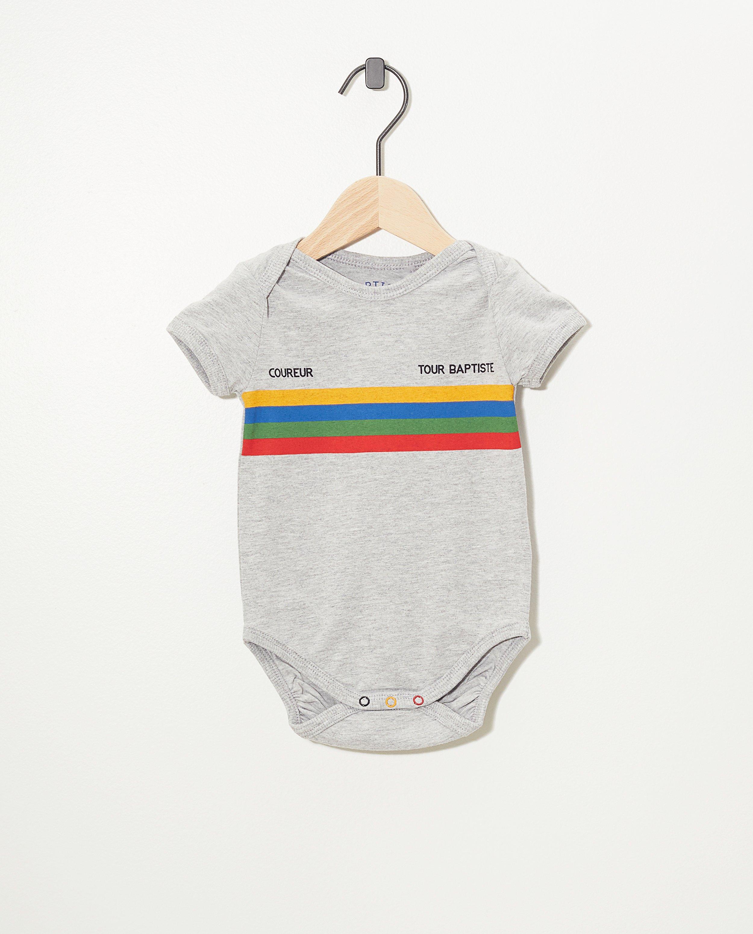 Grenouillère blanche « Coureur » Baptiste - rayures - Baptiste